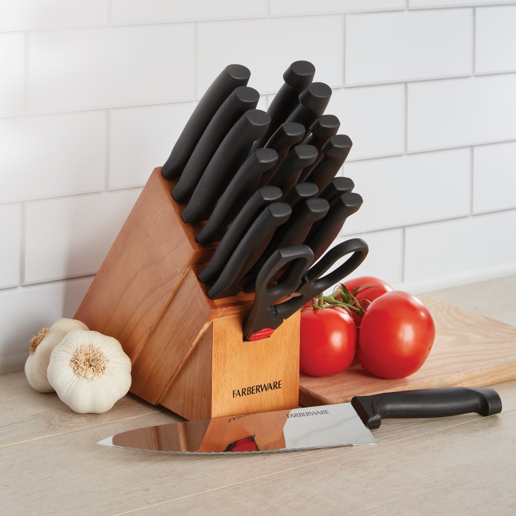 Never Needs Sharpening Knife Set with Block, 18-Piece Set