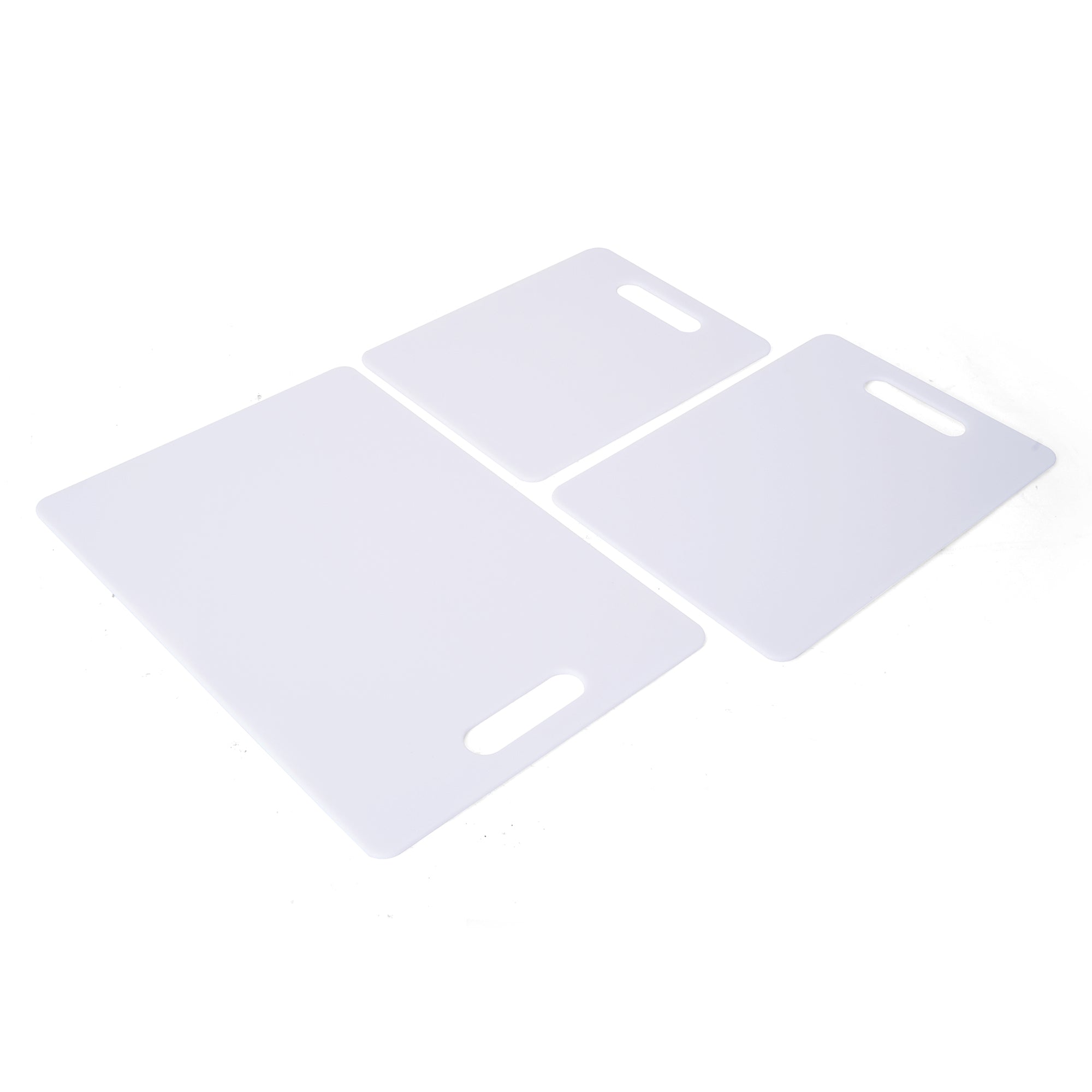 Farberware Plastic Cutting Board Set, Dishwasher- Safe Poly Chopping Board for Kitchen with Easy Grip Handles, Set of 3, White
