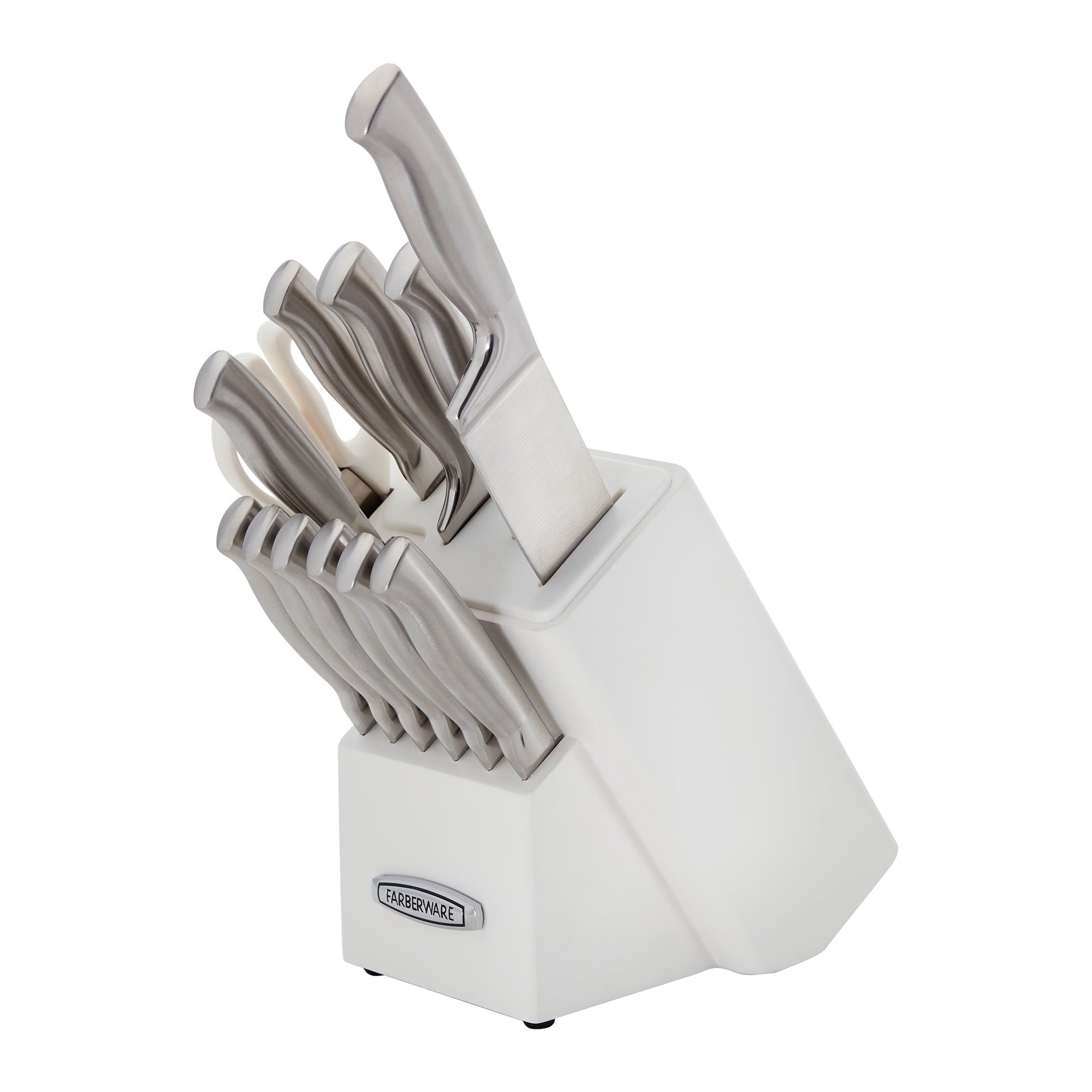 Farberware Self-Sharpening 13-Piece Knife Block Set with EdgeKeeper Technology, High Carbon-Stainless Steel Kitchen Knives, Razor-Sharp Knife Set with Wood Block, Black