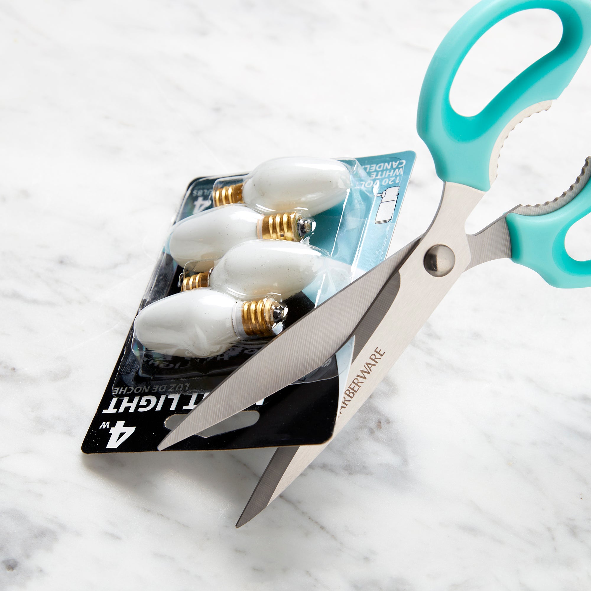 Farberware Comfort Grip Kitchen Scissors, 2 Pack, Aqua and Gray