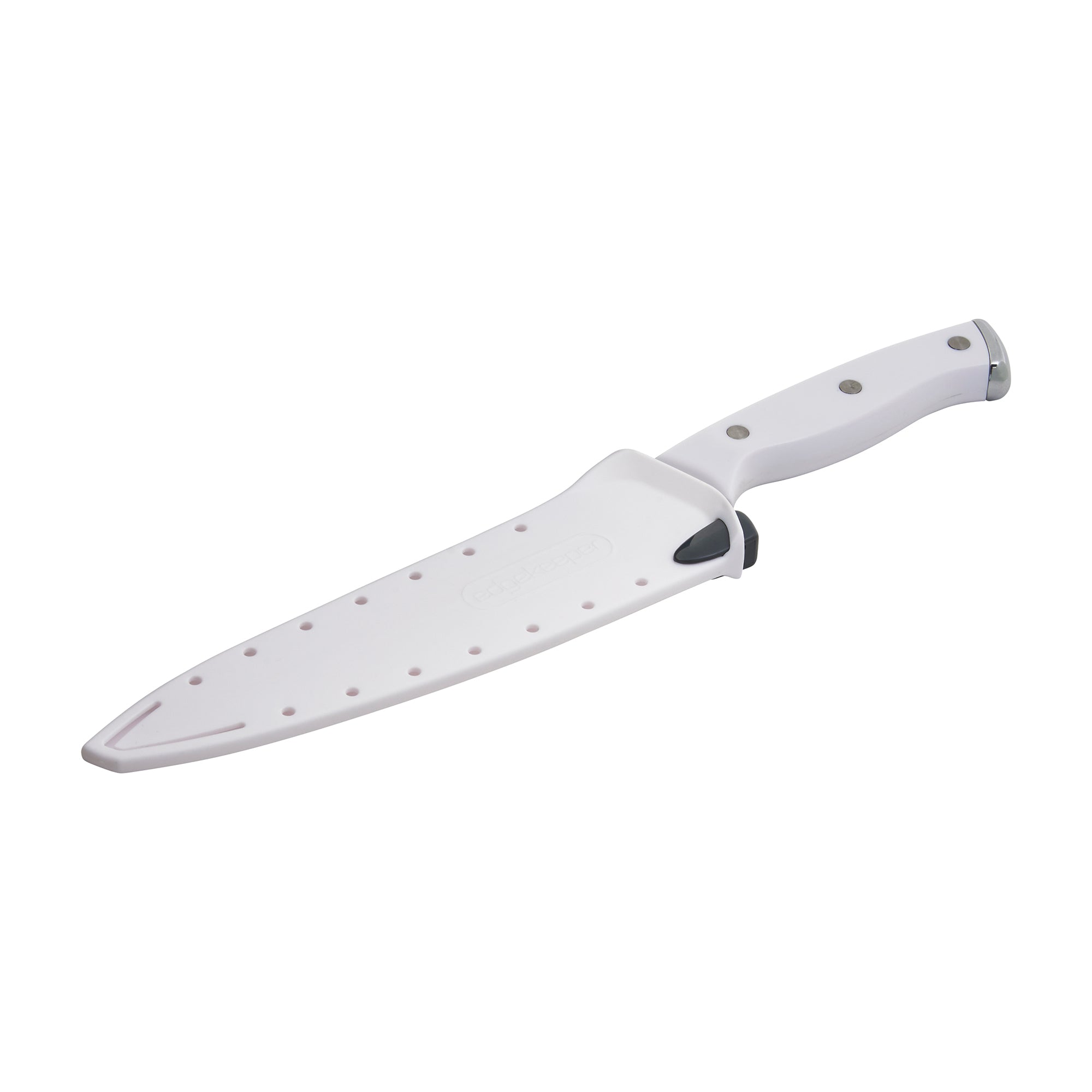 Farberware Edgekeeper Triple Riveted Chef Self-Sharpening Blade Cover, High Carbon-Stainless Steel Kitchen Ergonomic Handle, Razor-Sharp Knife, 8 Inch, White