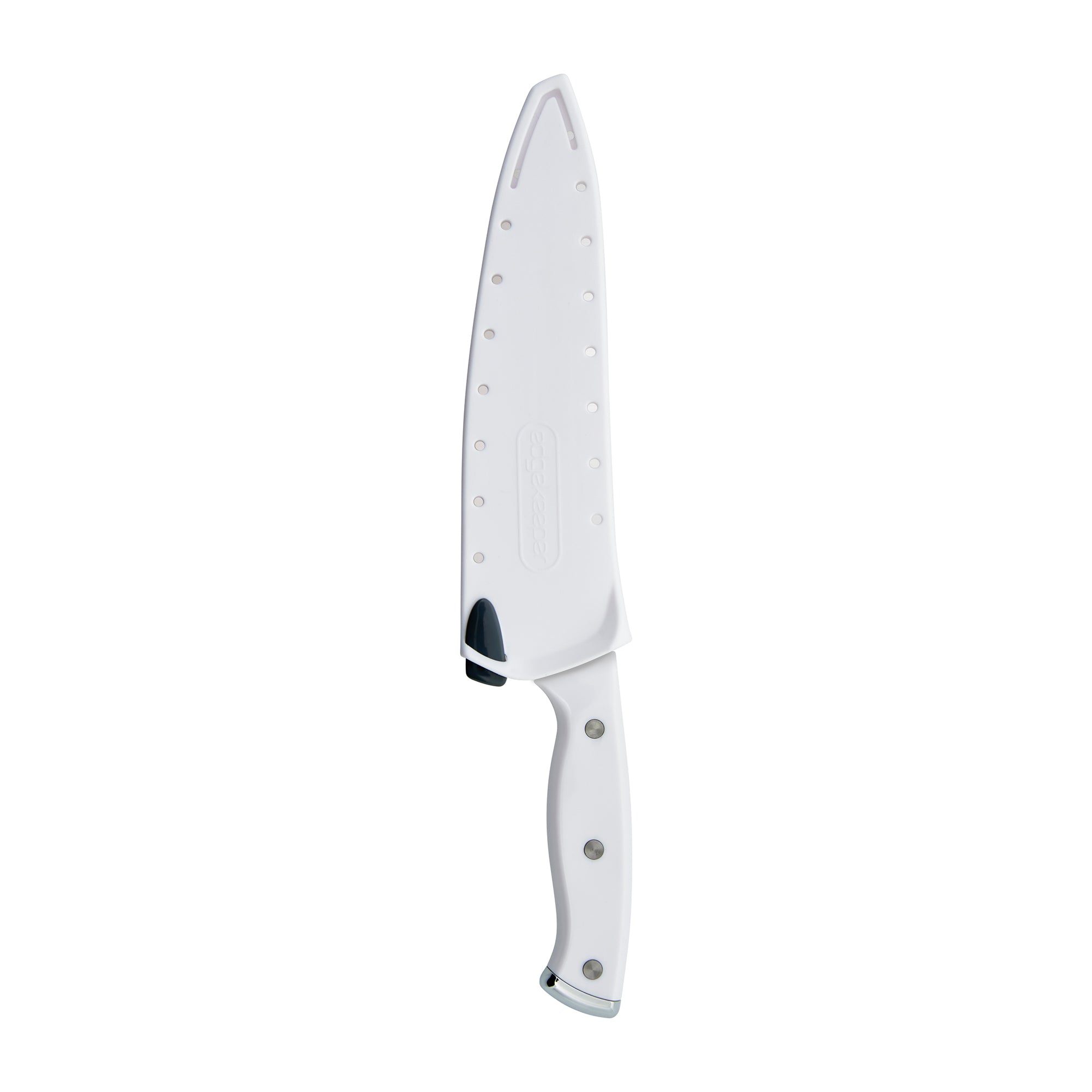 Farberware Edgekeeper Triple Riveted Chef Self-Sharpening Blade Cover, High Carbon-Stainless Steel Kitchen Ergonomic Handle, Razor-Sharp Knife, 8 Inch, White