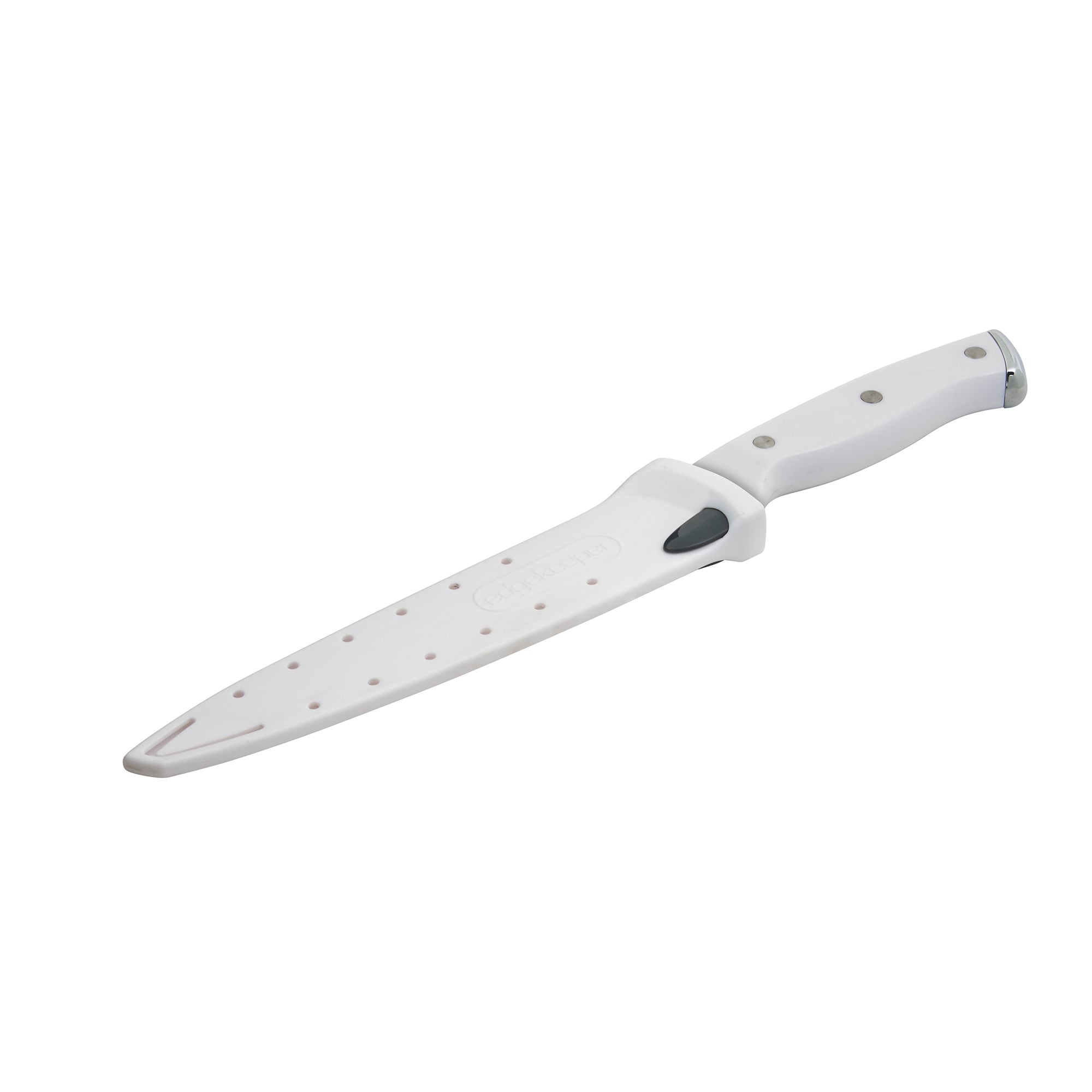 Farberware Edgekeeper Triple Riveted Slicing Self-Sharpening Blade Cover, High Carbon-Stainless Steel Kitchen Ergonomic Handle, Razor-Sharp Knife, 8 Inch, White