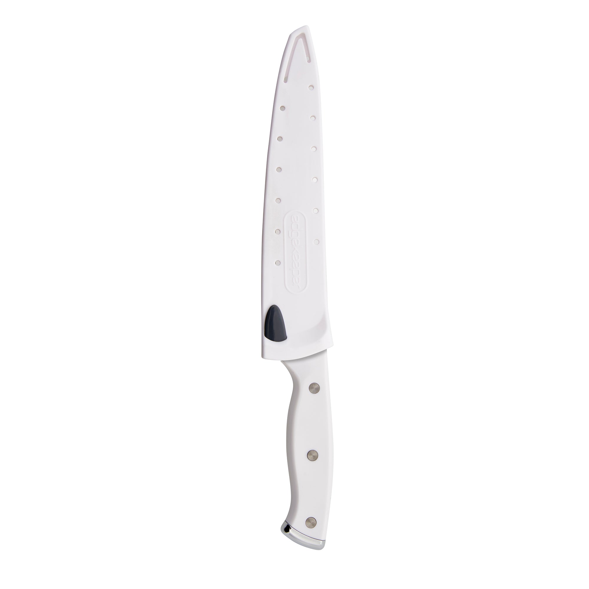 Farberware Edgekeeper Triple Riveted Slicing Self-Sharpening Blade Cover, High Carbon-Stainless Steel Kitchen Ergonomic Handle, Razor-Sharp Knife, 8 Inch, White