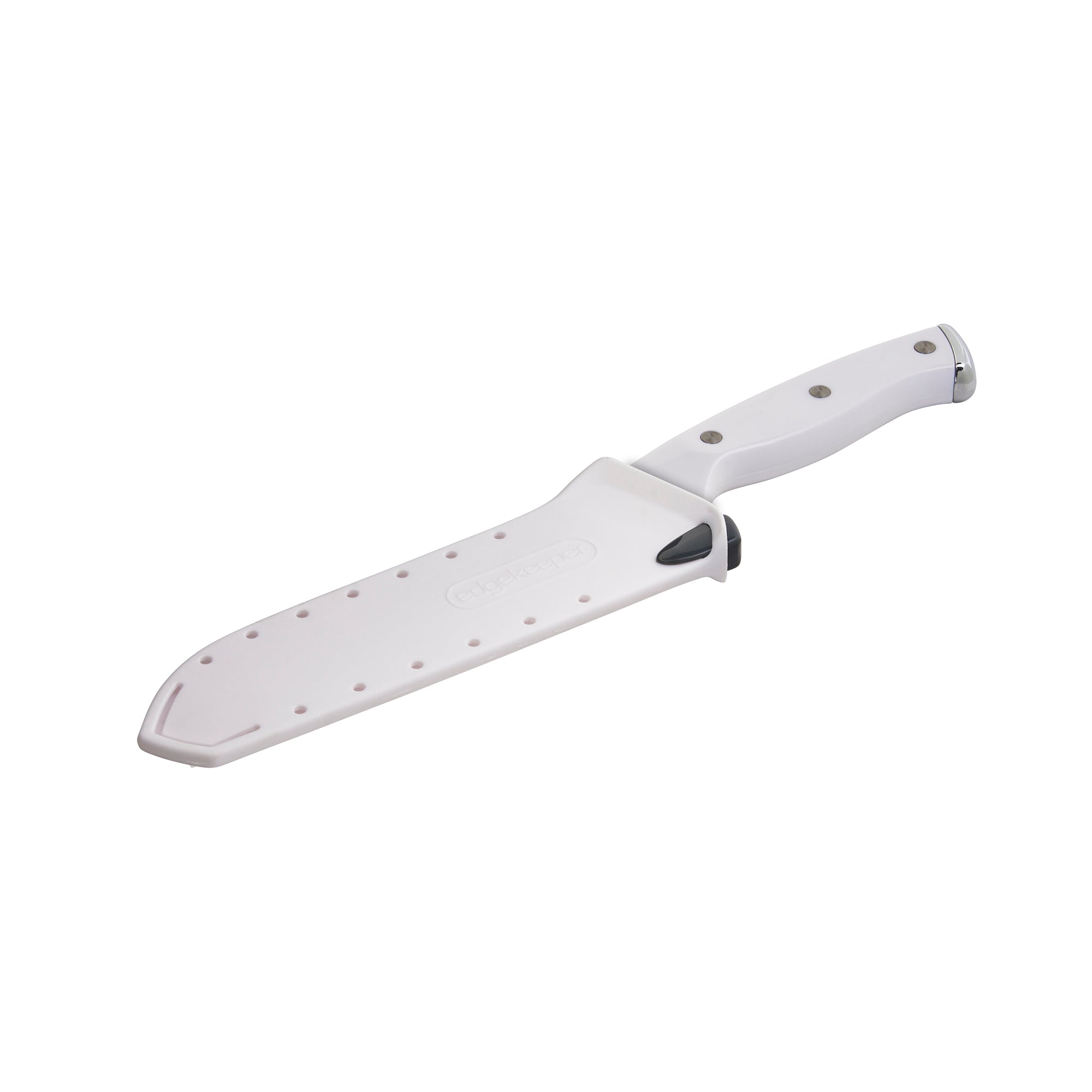 Farberware Edgekeeper Triple Riveted Santoku Self-Sharpening Blade Cover, High Carbon-Stainless Steel Kitchen Ergonomic Handle, Razor-Sharp Knife, 7 Inch, White