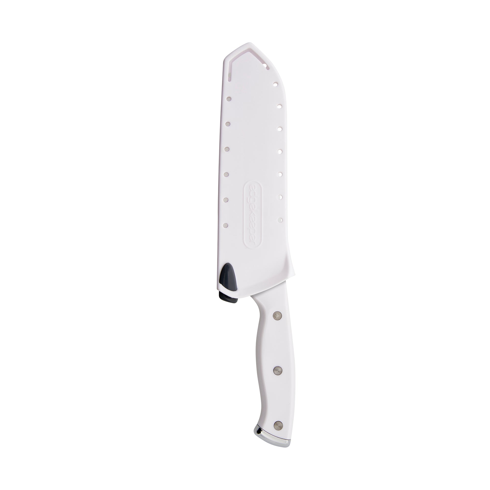 Farberware Edgekeeper Triple Riveted Santoku Self-Sharpening Blade Cover, High Carbon-Stainless Steel Kitchen Ergonomic Handle, Razor-Sharp Knife, 7 Inch, White