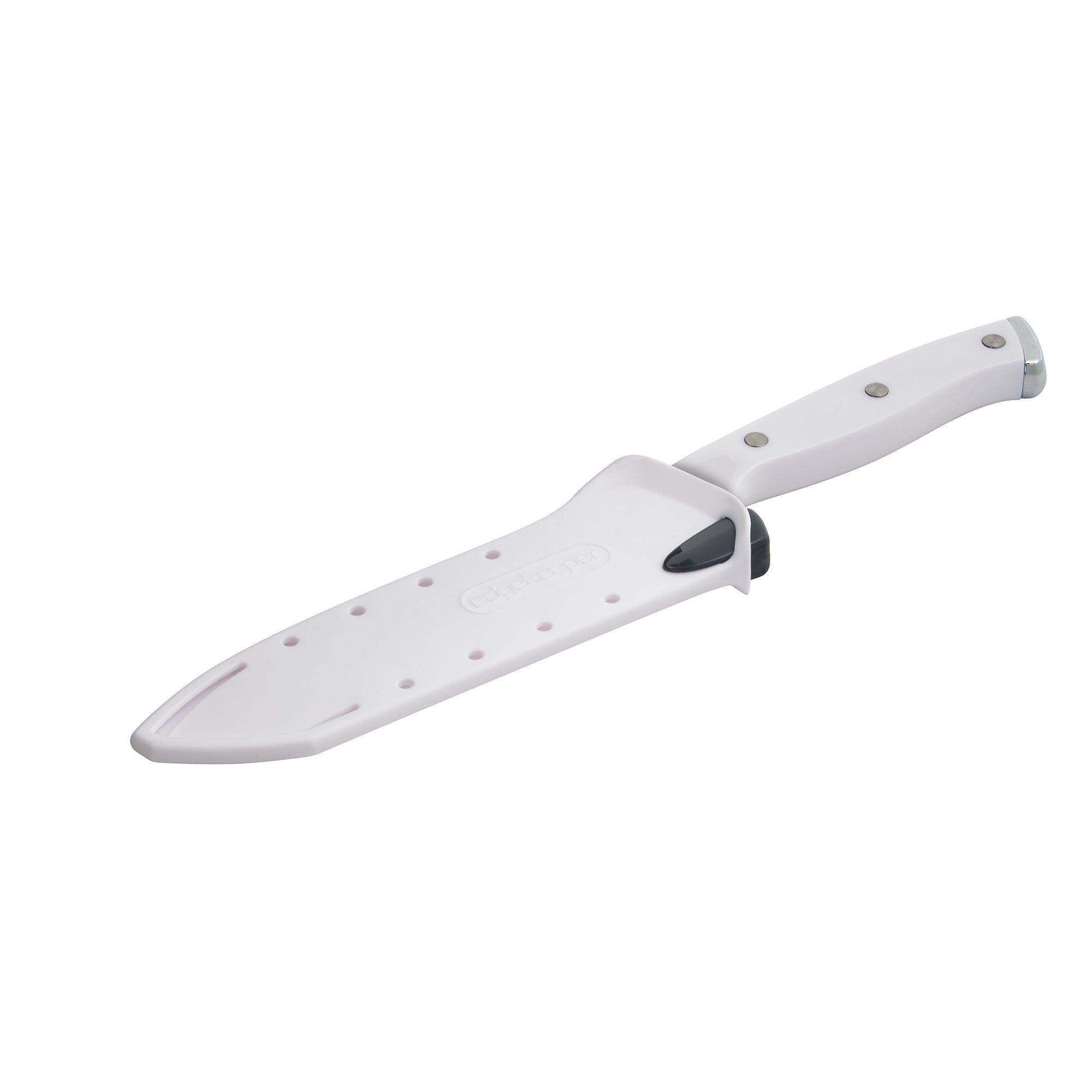 Farberware Edgekeeper Triple Riveted Santoku Self-Sharpening Blade Cover, High Carbon-Stainless Steel Kitchen Ergonomic Handle, Razor-Sharp Knife, 5 Inch, White
