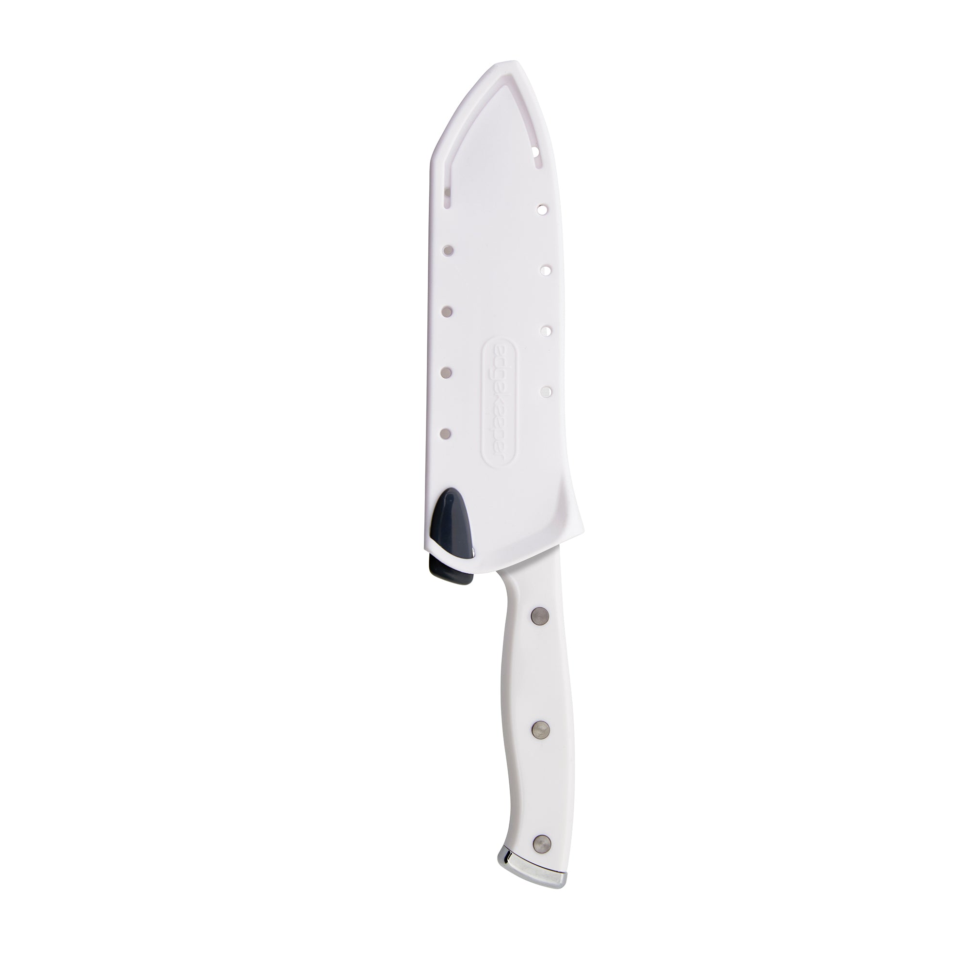 Farberware Edgekeeper Triple Riveted Santoku Self-Sharpening Blade Cover, High Carbon-Stainless Steel Kitchen Ergonomic Handle, Razor-Sharp Knife, 5 Inch, White