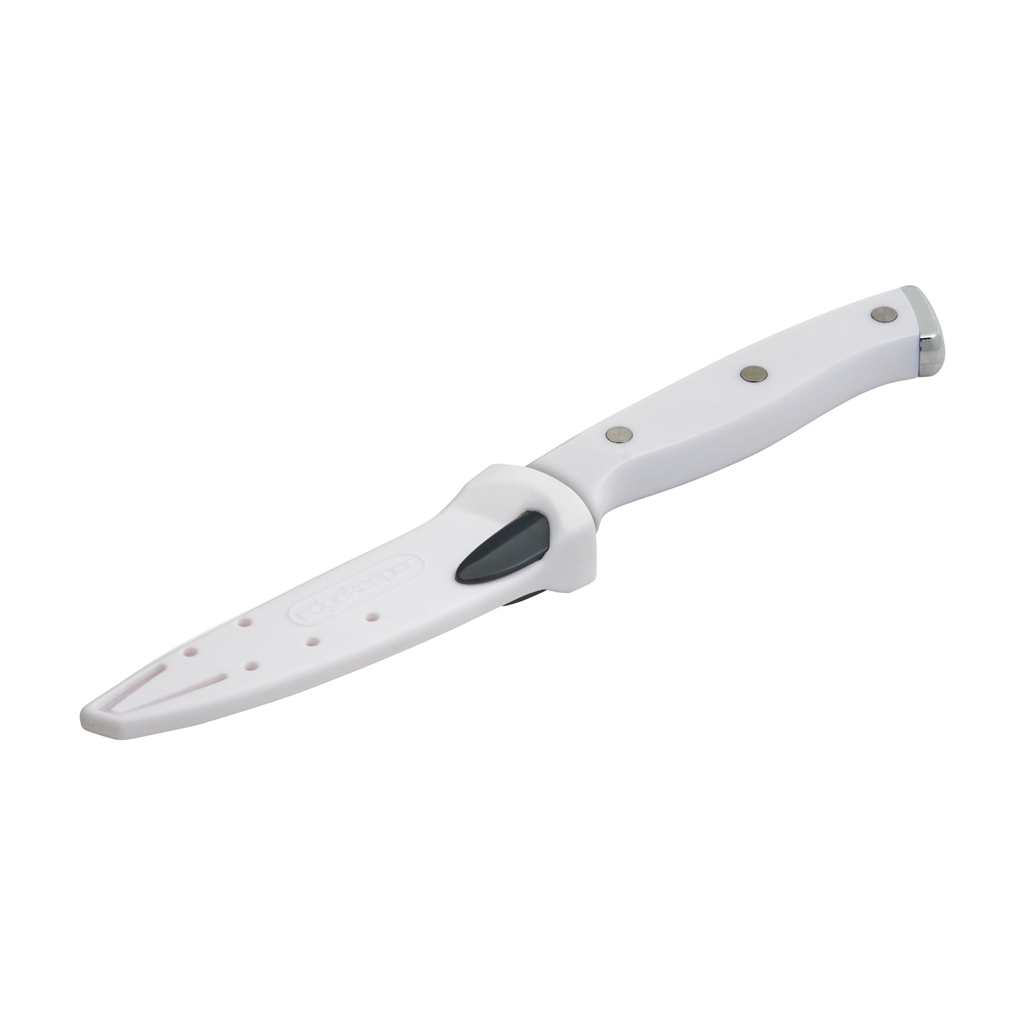 Farberware Edgekeeper Triple Riveted Fine-Edge Utility Self-Sharpening Blade Cover, High Carbon-Stainless Steel Kitchen Ergonomic Handle, Razor-Sharp Knife, 4.5 Inch, White