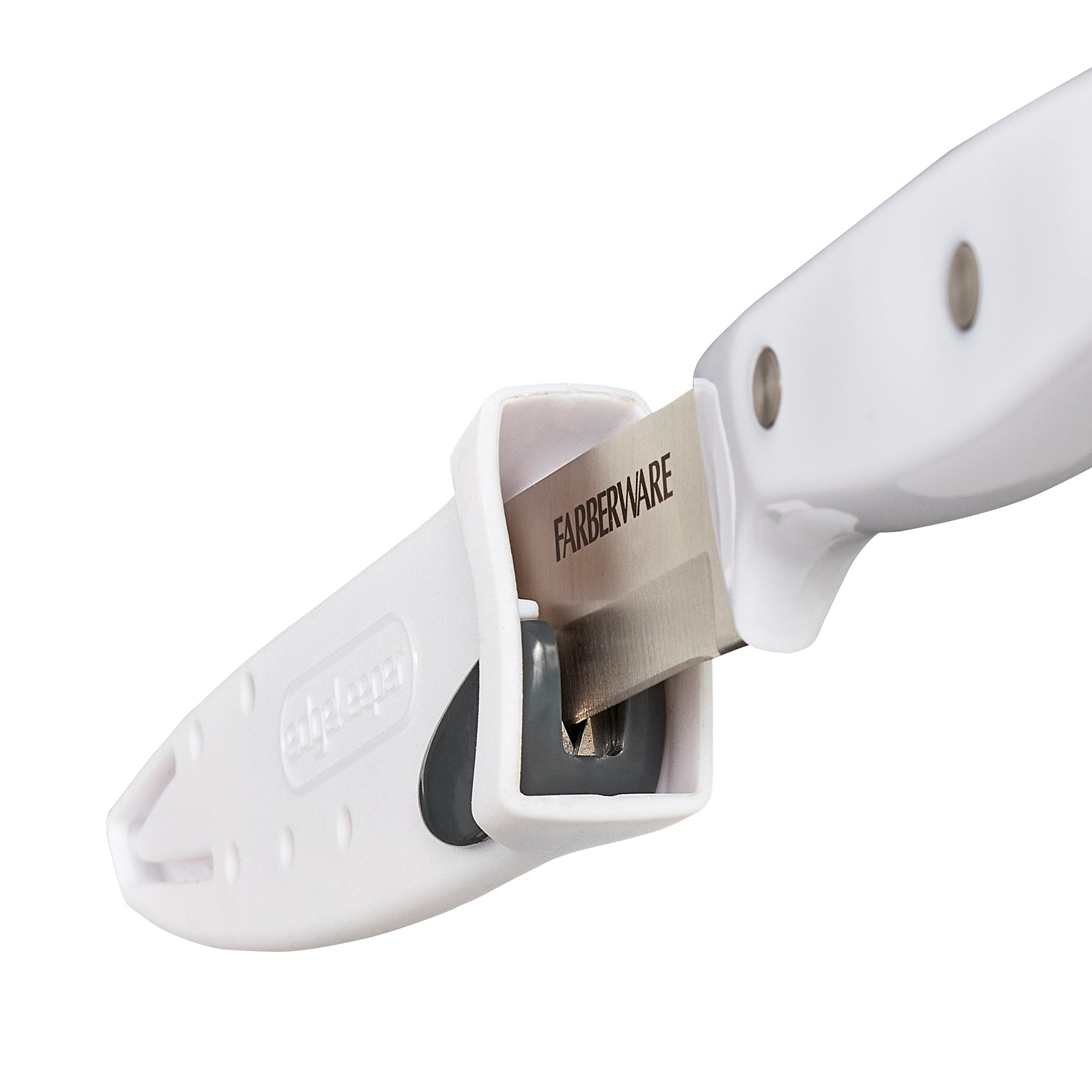 Farberware Edgekeeper Triple Riveted Fine-Edge Utility Self-Sharpening Blade Cover, High Carbon-Stainless Steel Kitchen Ergonomic Handle, Razor-Sharp Knife, 4.5 Inch, White