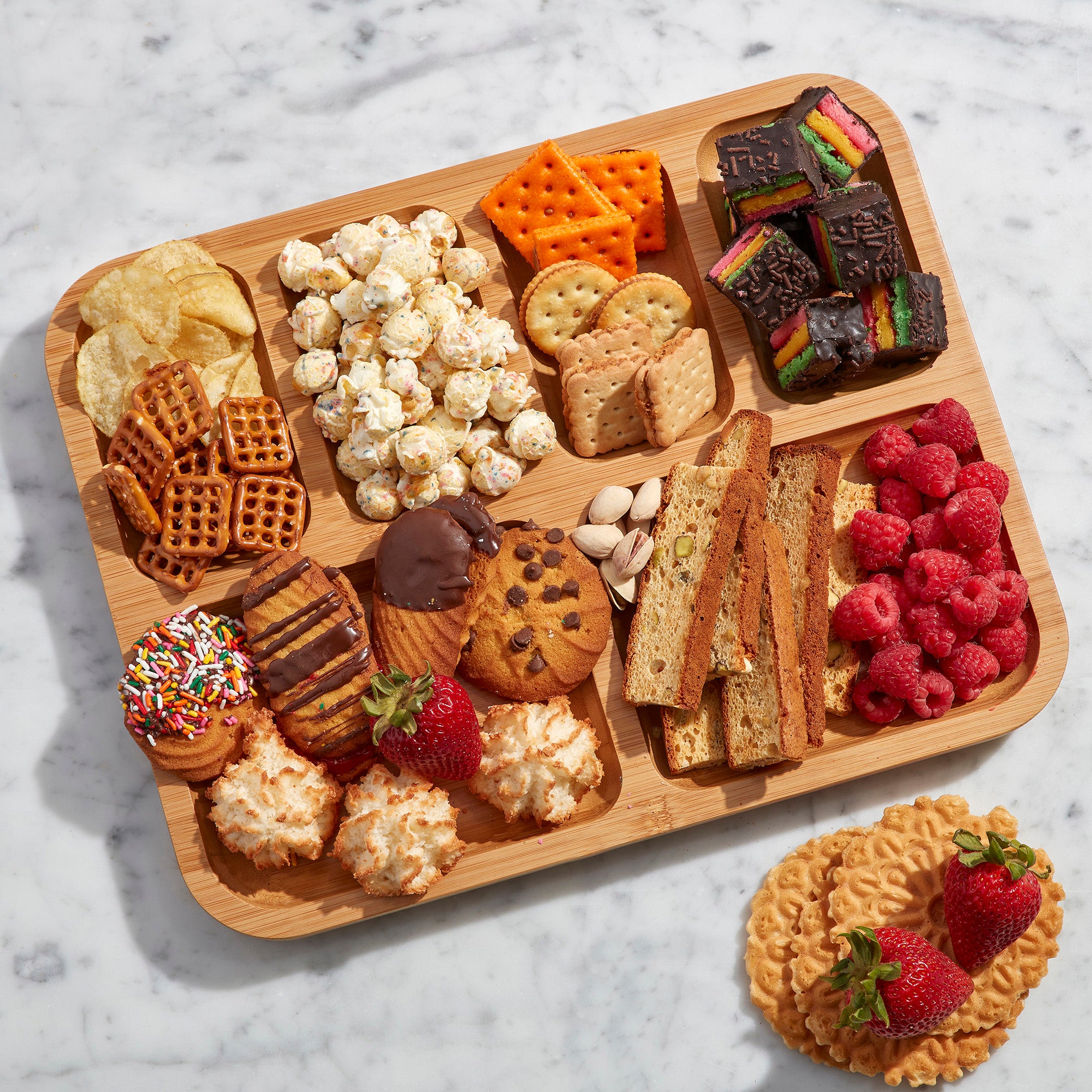 Farberware Build-a-Board Cutting Board with Compartments and Clear Locking Lid for Charcuterie, Snacks, and More-Make it. Take it. Enjoy it, 11x14 Inch, Bamboo