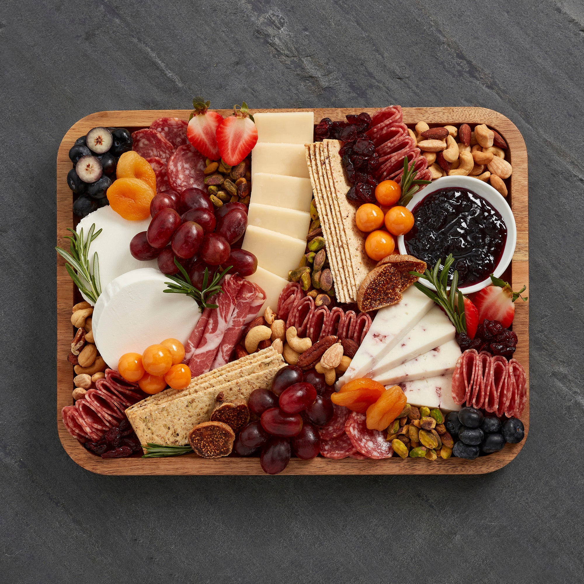 Farberware Build-A-Board Acacia Cutting Board with Built-in Compartments and Clear Locking Lid with White Handles, Perfect for Charcuterie, Snacks, and More - Make it. Take it. Enjoy it, 11x14 Inches