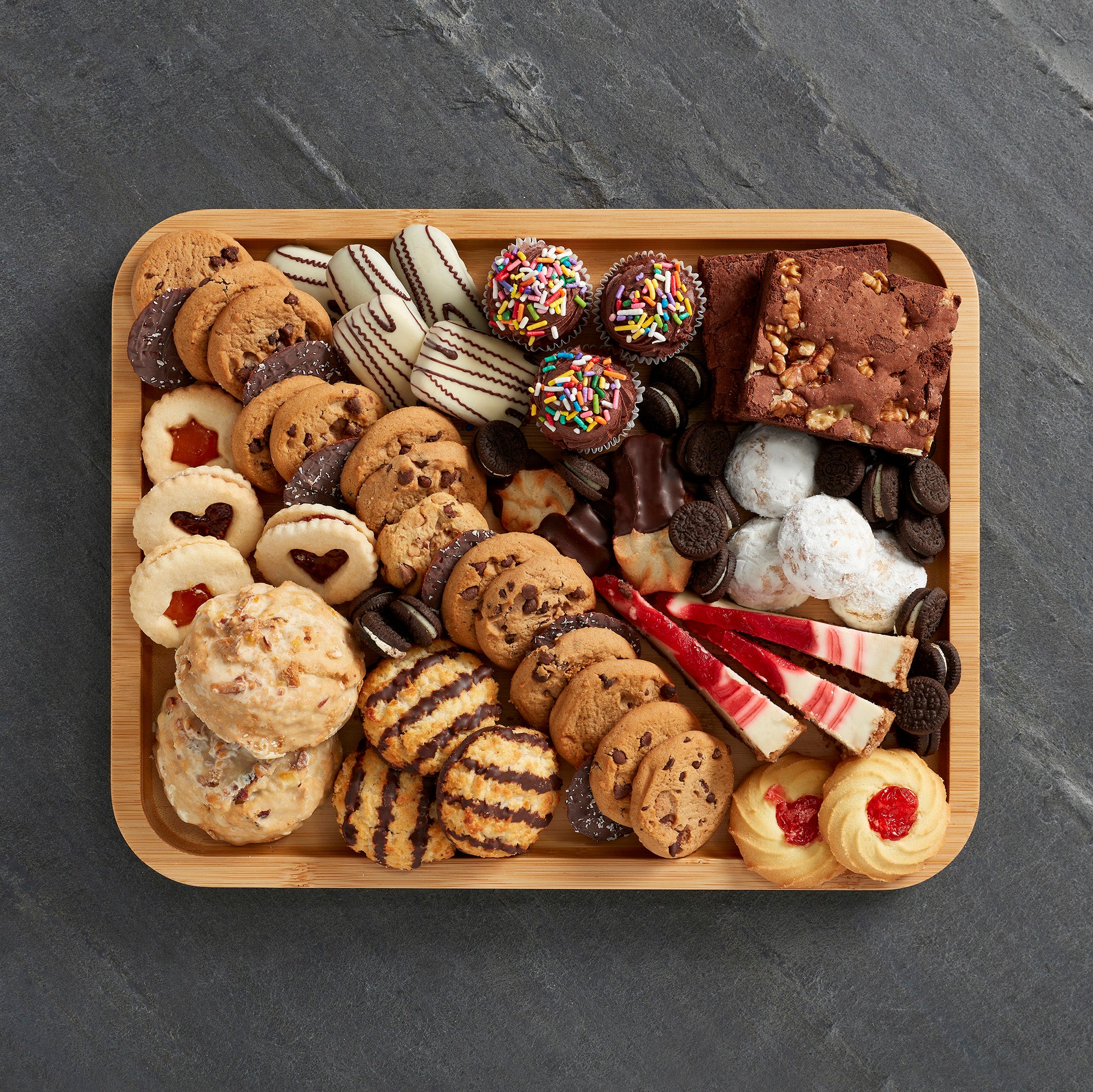 Farberware Build-A-Board Bamboo Cutting Board with Built-in Compartments and Clear Locking Lid with Navy Handles, Perfect for Charcuterie, Snacks, and More - Make it. Take it. Enjoy it, 11x14 Inches