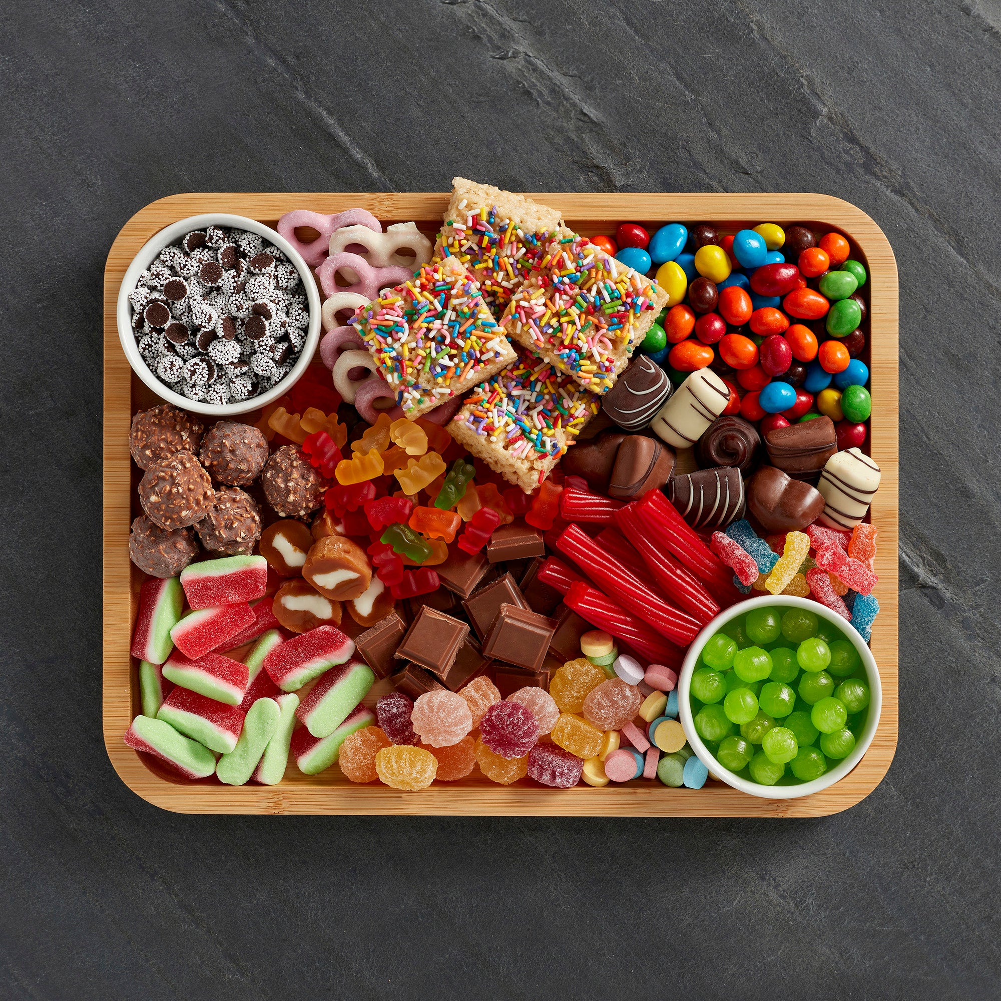 Farberware Build-A-Board Bamboo Cutting Board with Built-in Compartments and Clear Locking Lid with Navy Handles, Perfect for Charcuterie, Snacks, and More - Make it. Take it. Enjoy it, 11x14 Inches