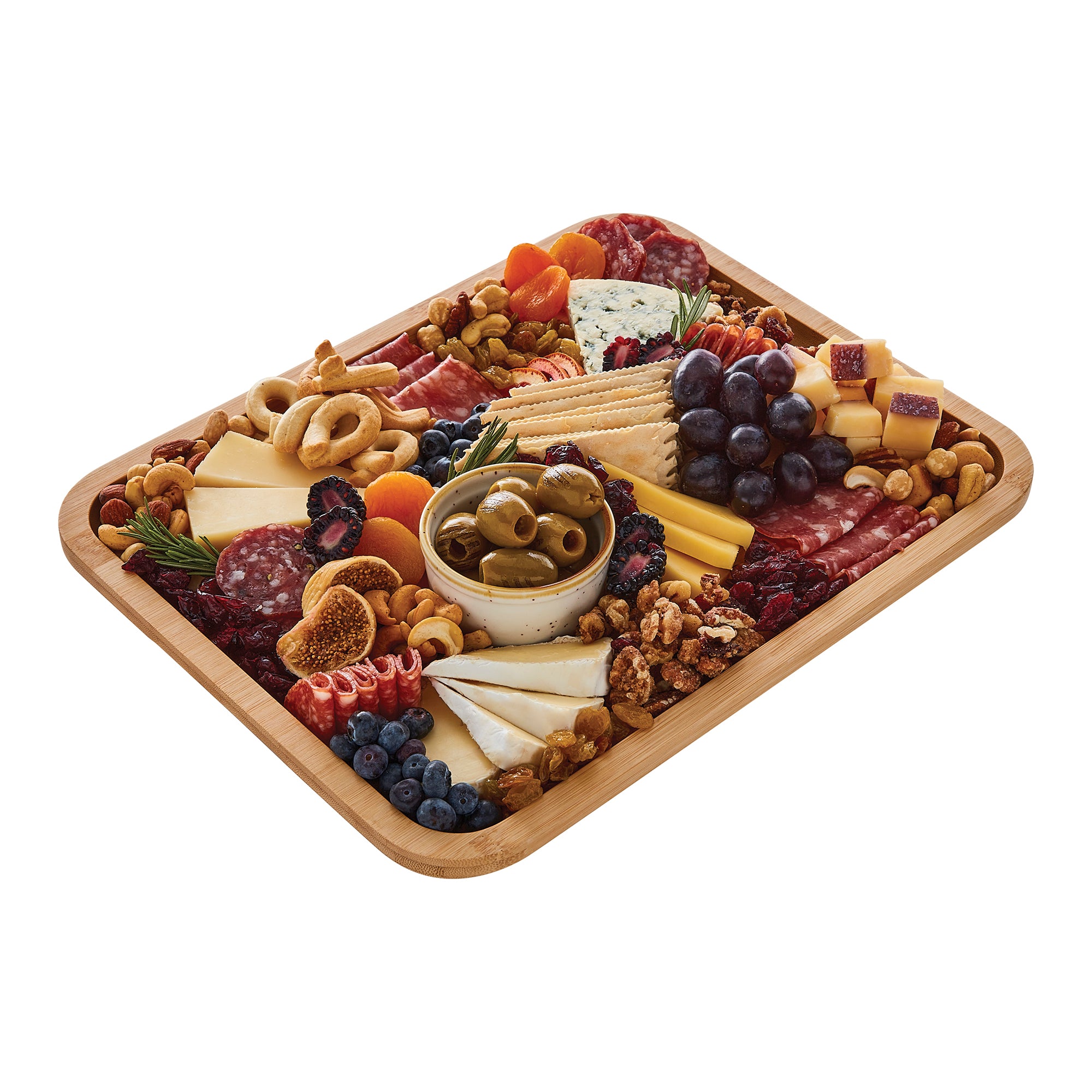 Farberware Build-A-Board Bamboo Cutting Board with Clear Locking Lid and Black Handles, Perfect for Charcuterie, Snacks, and More - Make it. Take it. Enjoy it, 11x14 Inch, Single Compartment