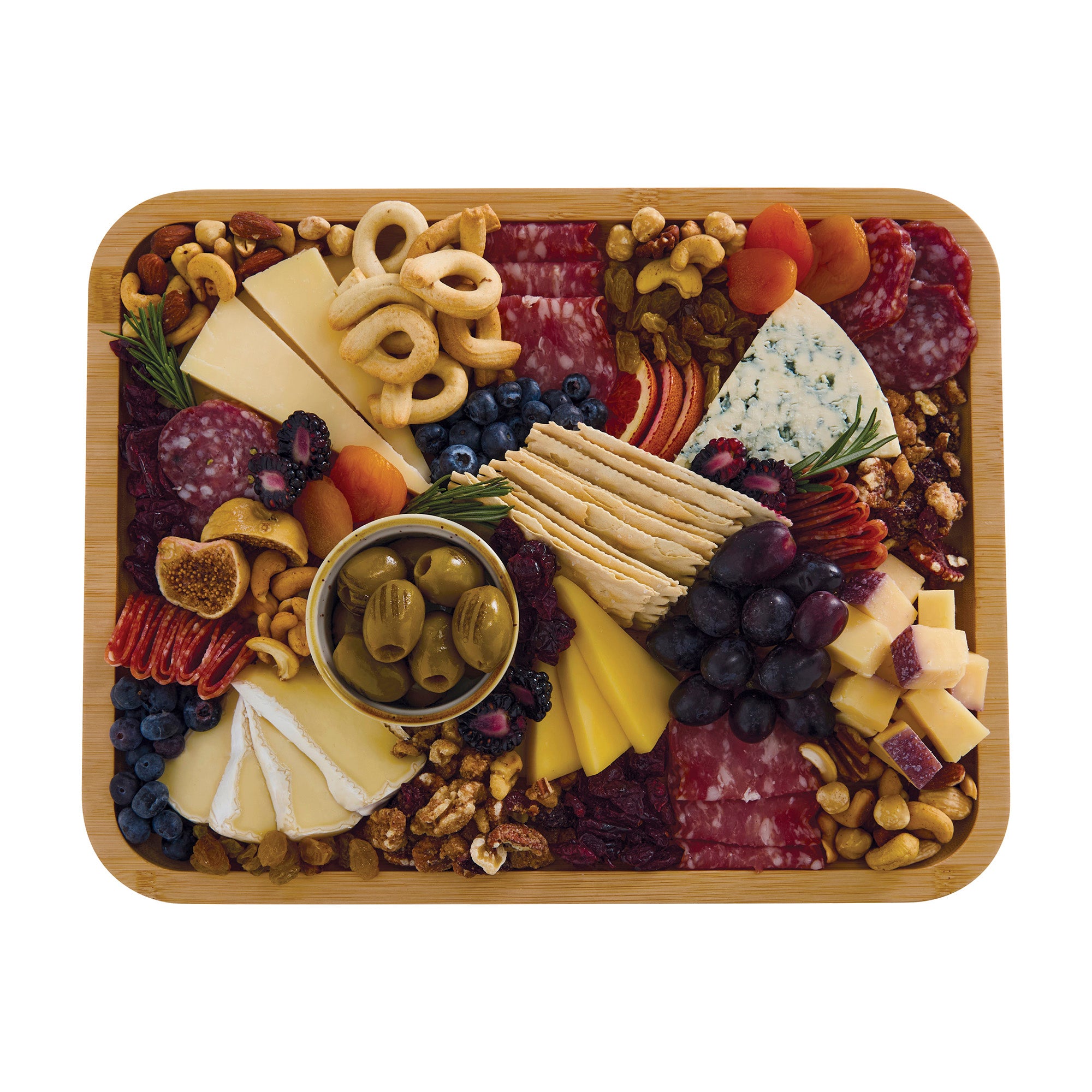Farberware Build-A-Board Bamboo Cutting Board with Clear Locking Lid and Black Handles, Perfect for Charcuterie, Snacks, and More - Make it. Take it. Enjoy it, 11x14 Inch, Single Compartment