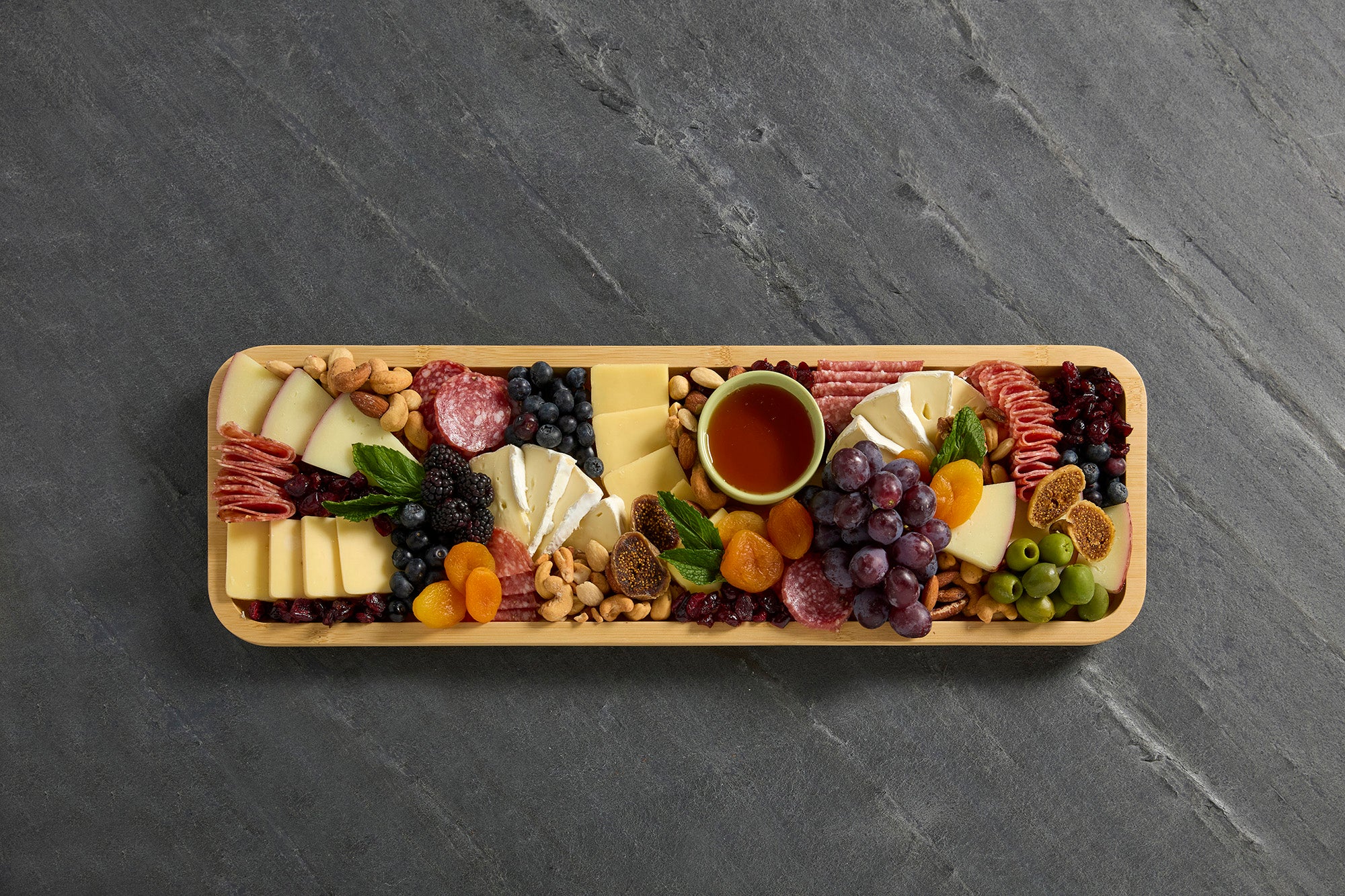 Farberware Rectangular Build-a-Board Cutting Board with Single Compartment and Clear Locking Lid for Charcuterie, Snacks, and More - Make it. Take it. Enjoy it, 7x22 Inch, Bamboo
