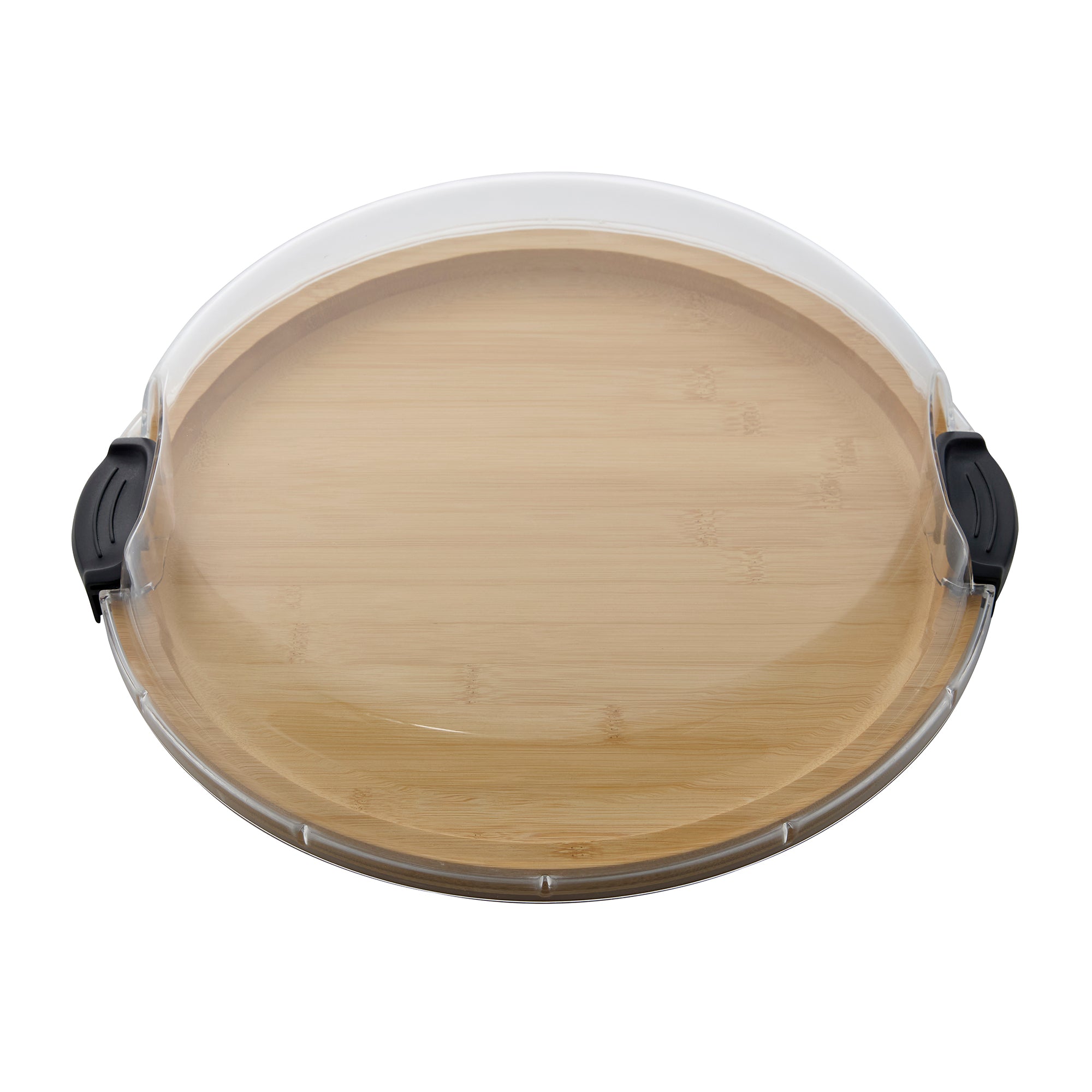 Farberware Build-a-Board Cutting Board with Single Compartment and Clear Locking Lid for Charcuterie, Snacks, and More-Make it. Take it. Enjoy it, 14-Inch Round, Bamboo