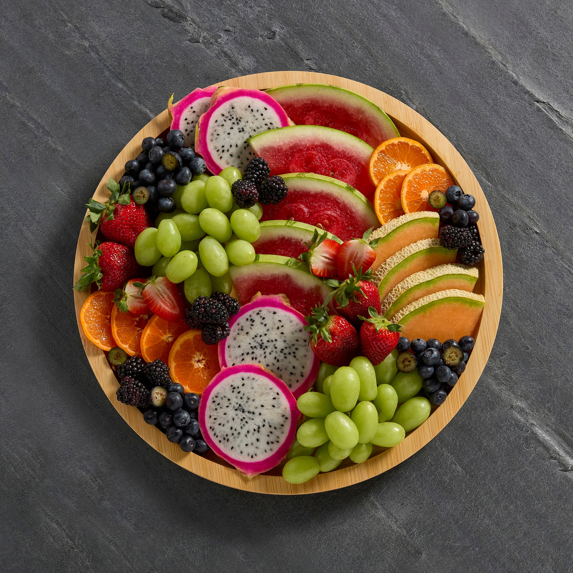 Farberware Build-a-Board Cutting Board with Single Compartment and Clear Locking Lid for Charcuterie, Snacks, and More-Make it. Take it. Enjoy it, 14-Inch Round, Bamboo