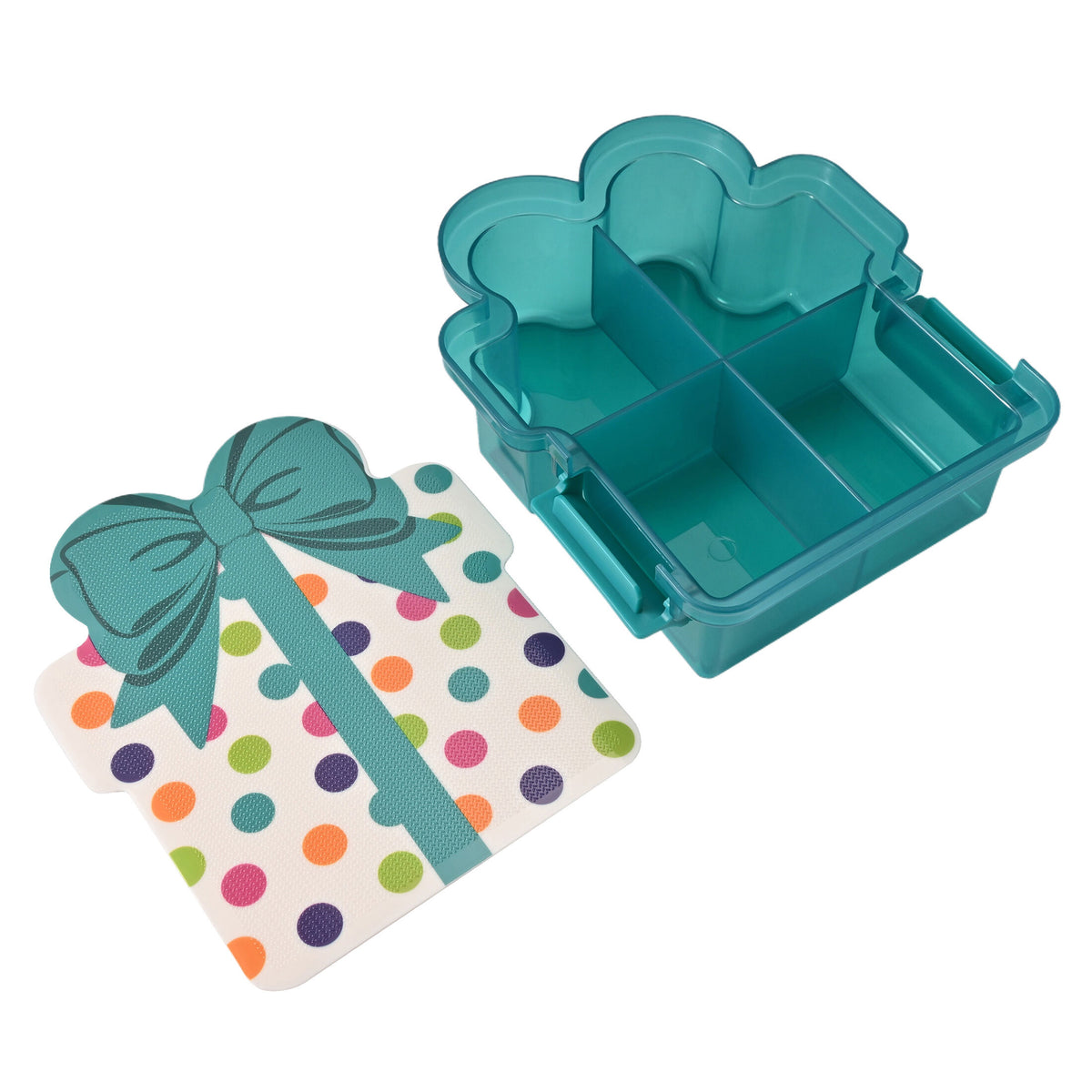 Snacklebox 8-Inch Polka Dot Present with Cutting Board Lid