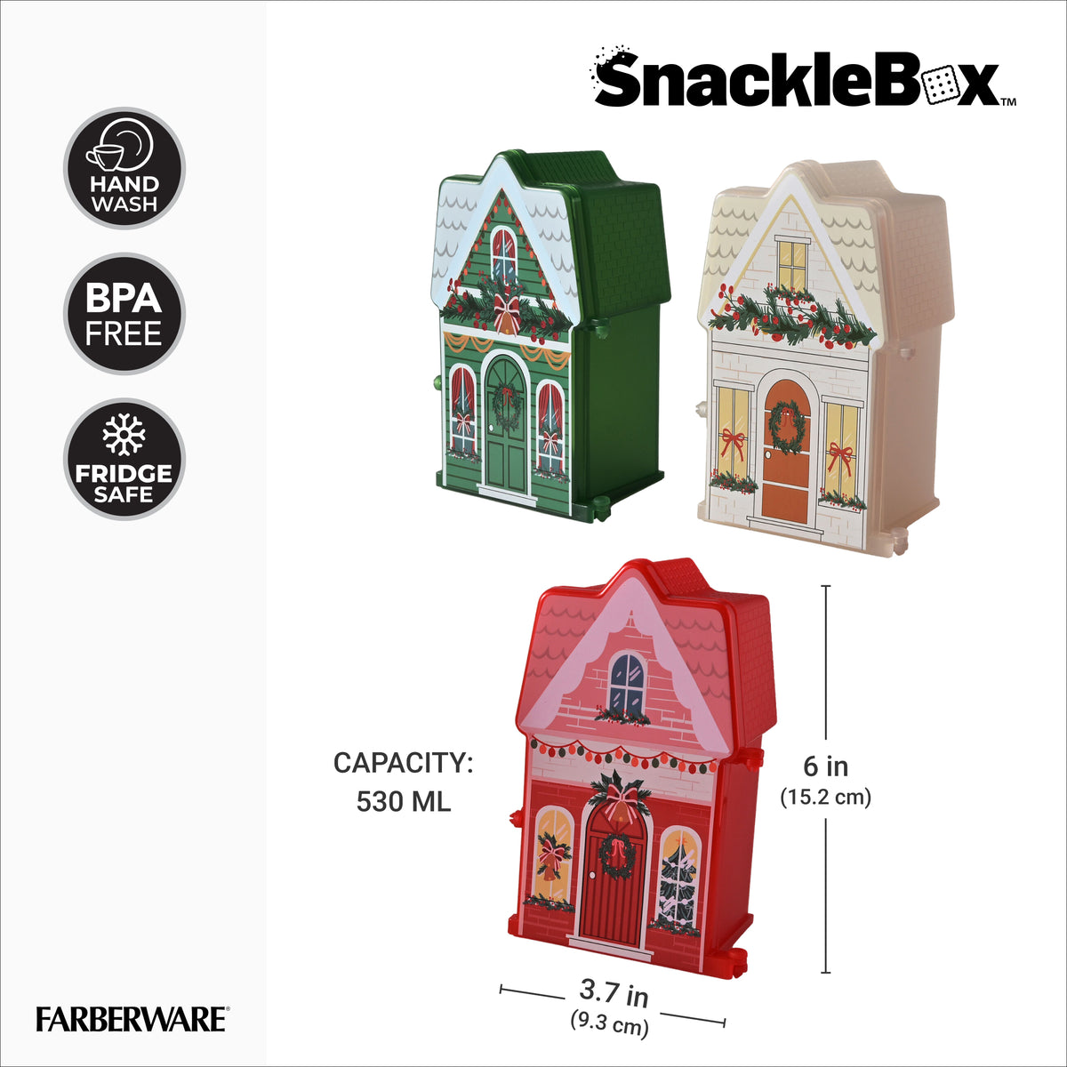 Snacklebox 3-Piece Mini Christmas Village Snack Containers