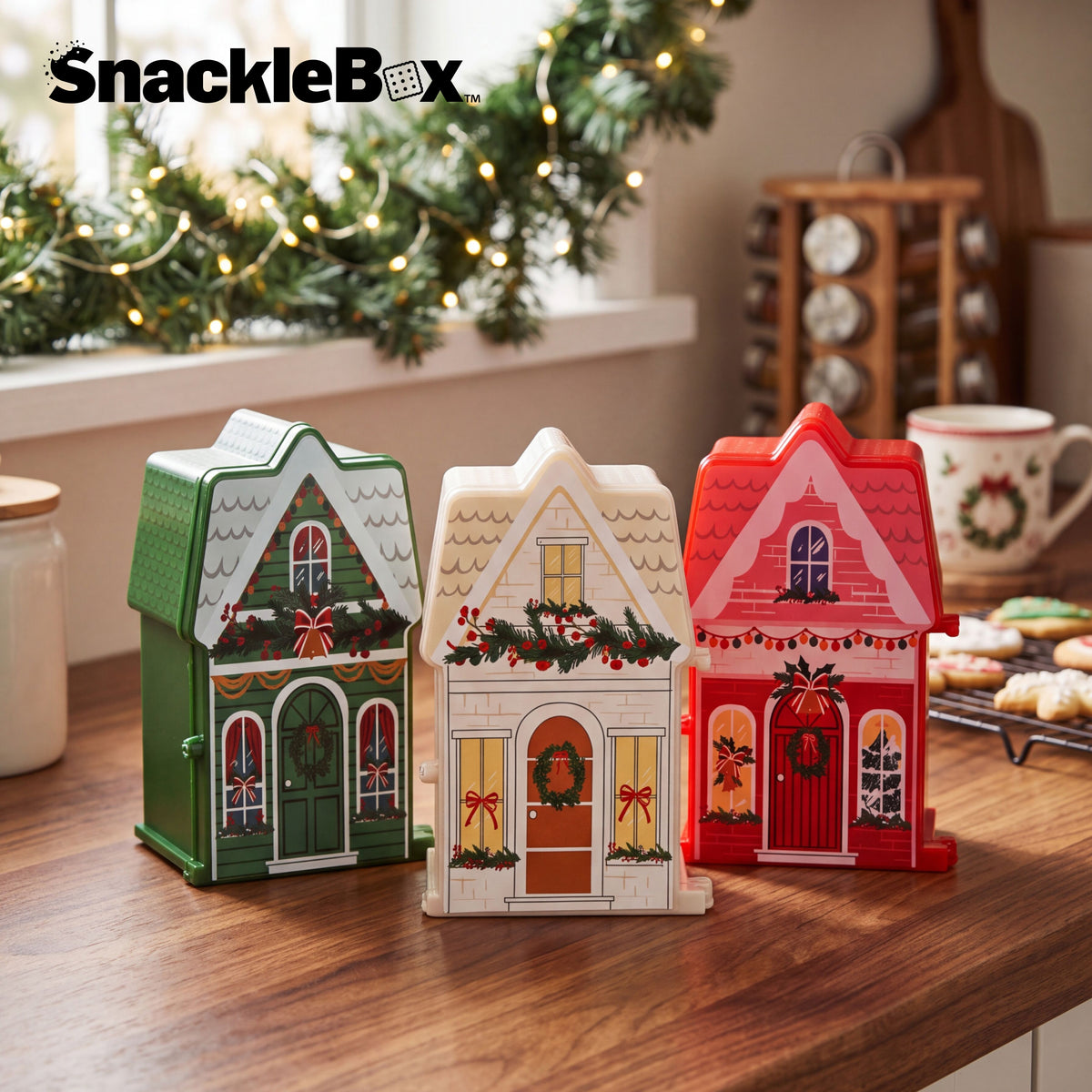 Snacklebox 3-Piece Mini Christmas Village Snack Containers