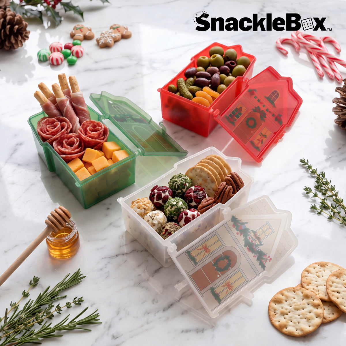Snacklebox 3-Piece Mini Christmas Village Snack Containers