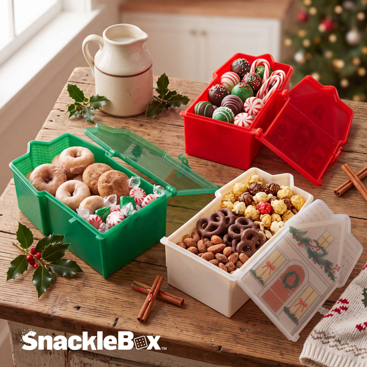 Snacklebox 3-Piece Mini Christmas Village Snack Containers