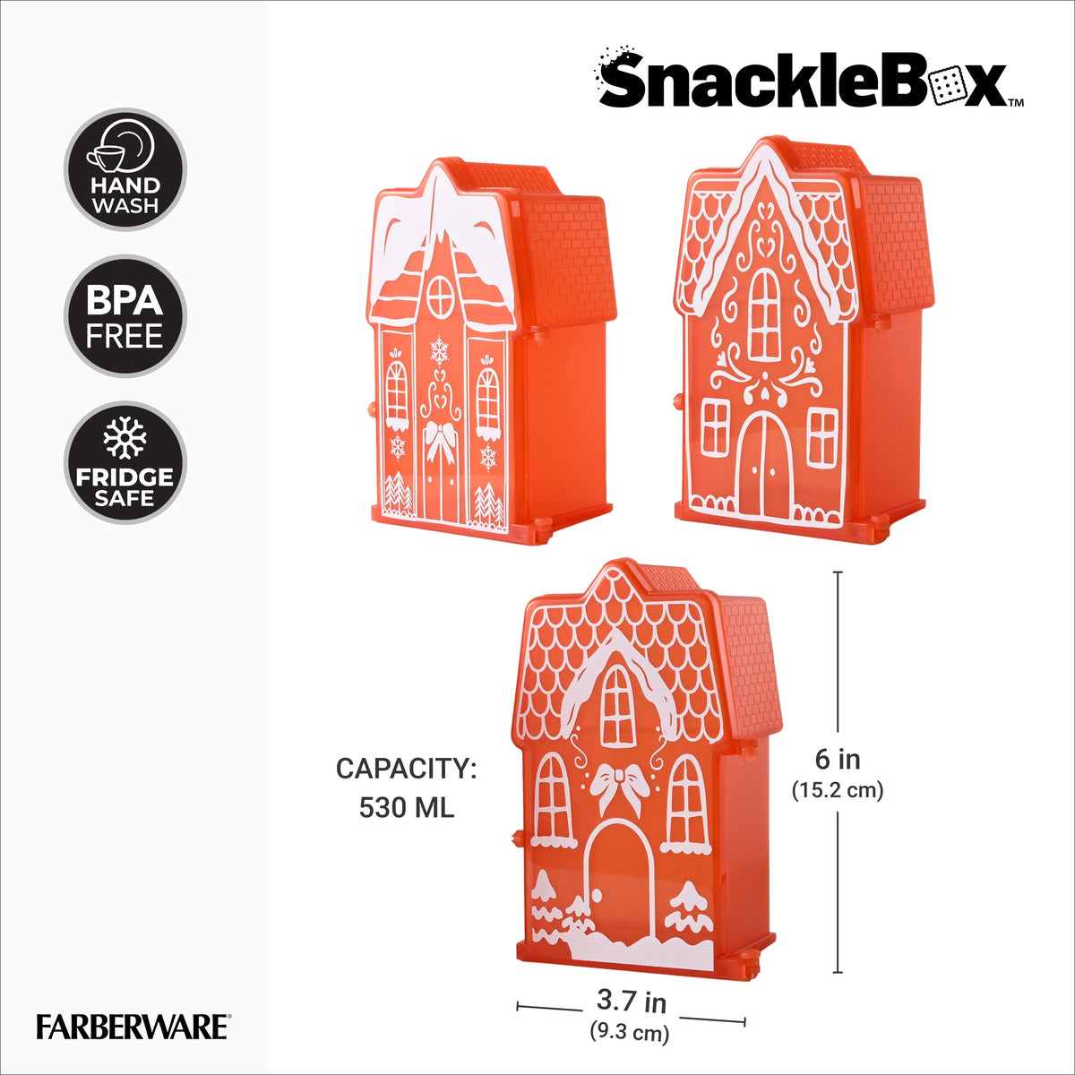 Snacklebox 3-Piece Mini Gingerbread Village Snack Containers