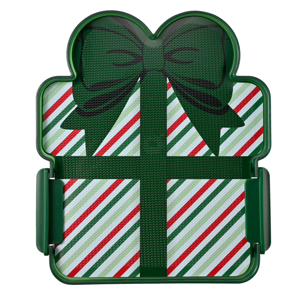 Snacklebox 8-Inch Holiday Stripe Present with Cutting Board Lid