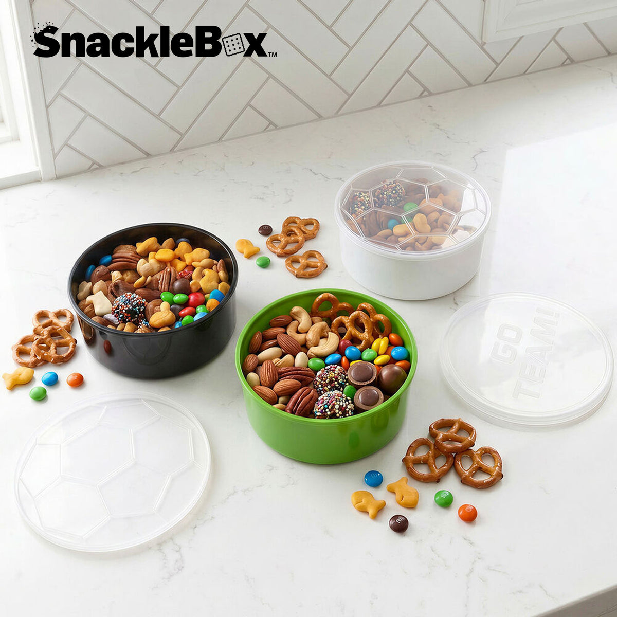 Snacklebox 3-Piece Mini Soccer Snack Containers