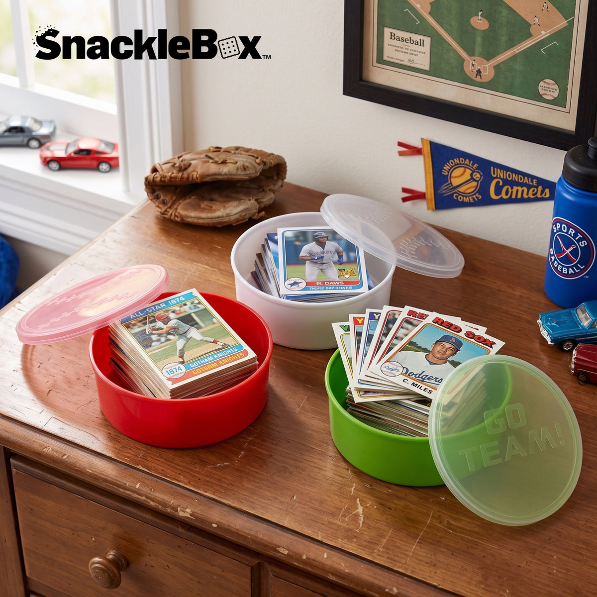 Snacklebox 3-Piece Mini Baseball Snack Containers