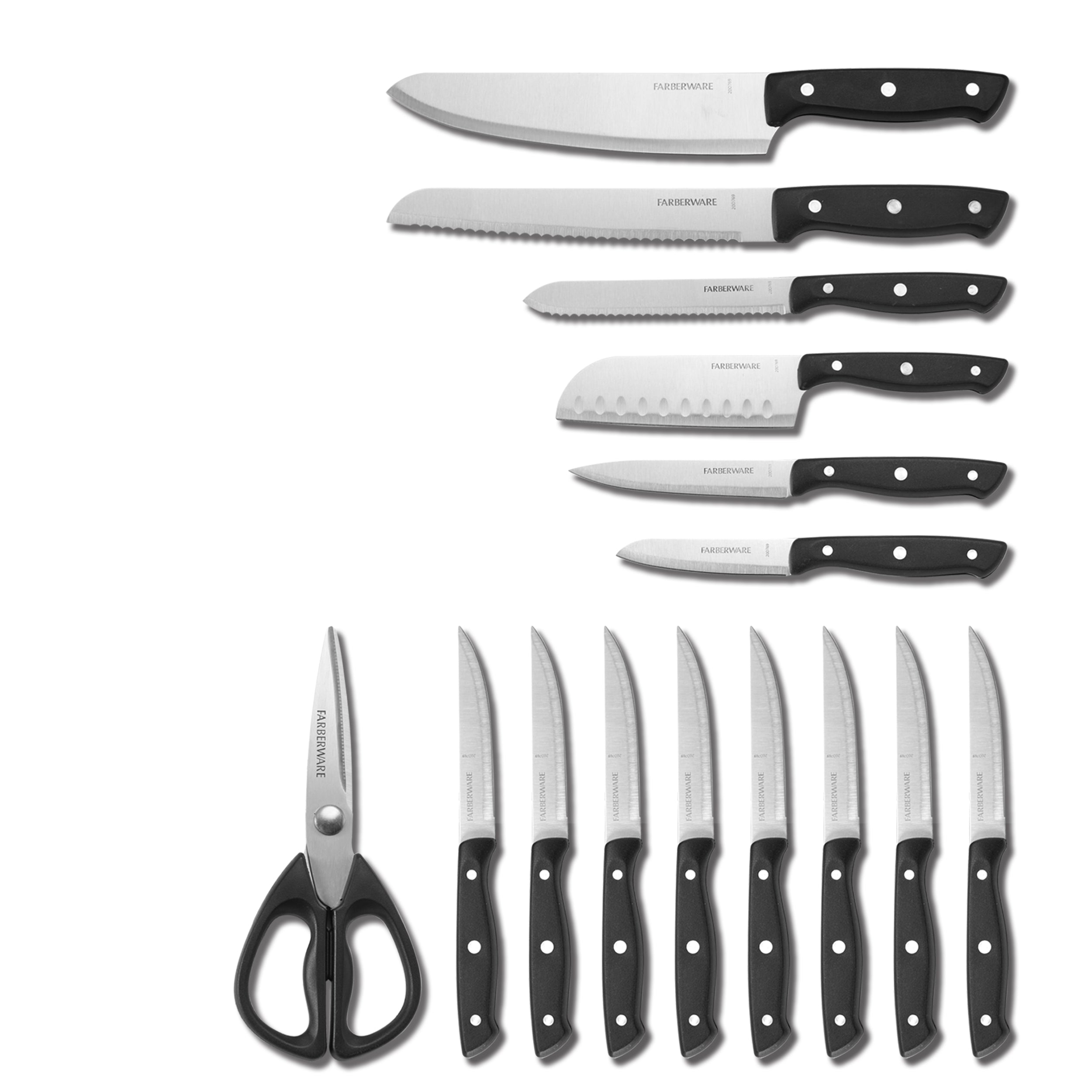 Edgekeeper Triple Riveted Knife Set with Block, 16-Piece