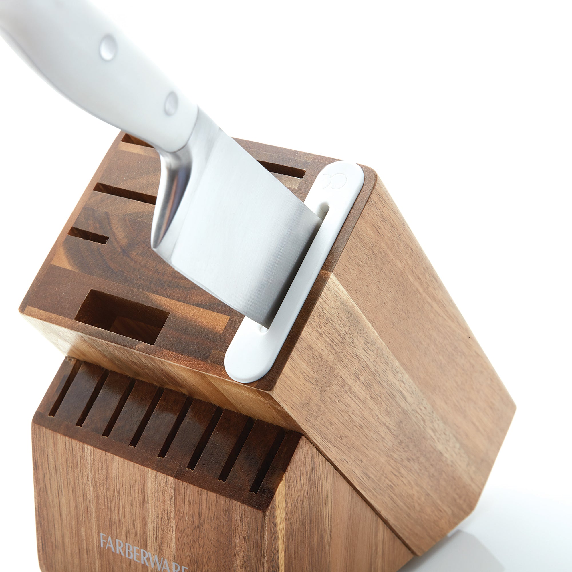 Forged Triple Riveted White Knife Block Set with Edgekeeper Sharpener, 15-Piece