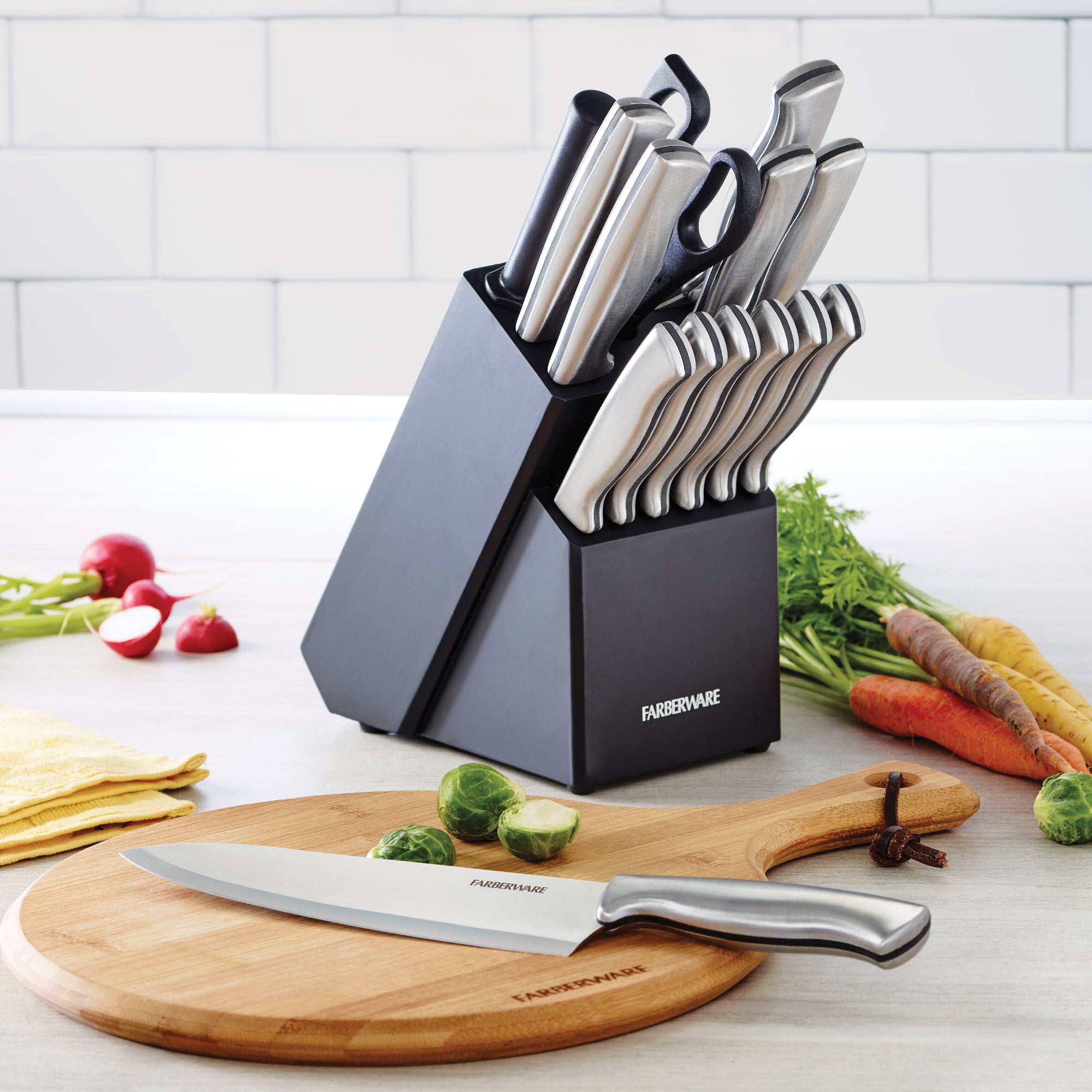 Stainless Steel Knife Set with Black Block, 15-Piece Set