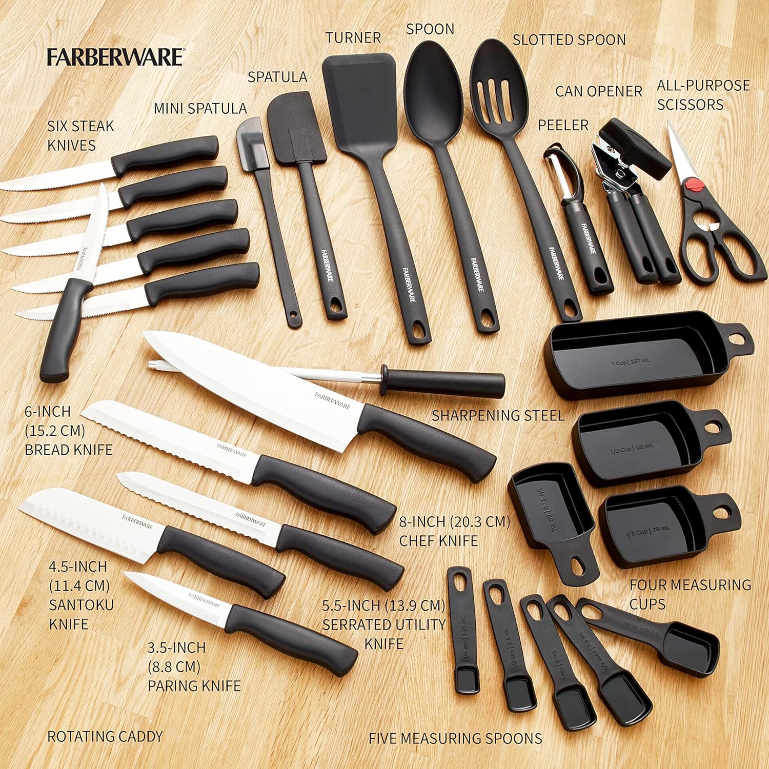 Spin & Store Knife and Kitchen Tool Set, 30-Piece Set
