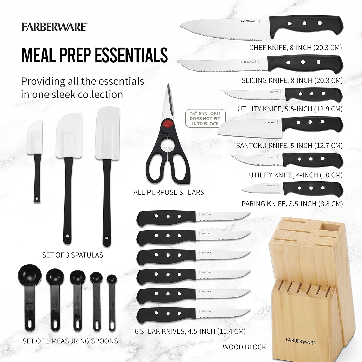 Triple Riveted Knife And Kitchen Tool Set with Block, 22-Pieces