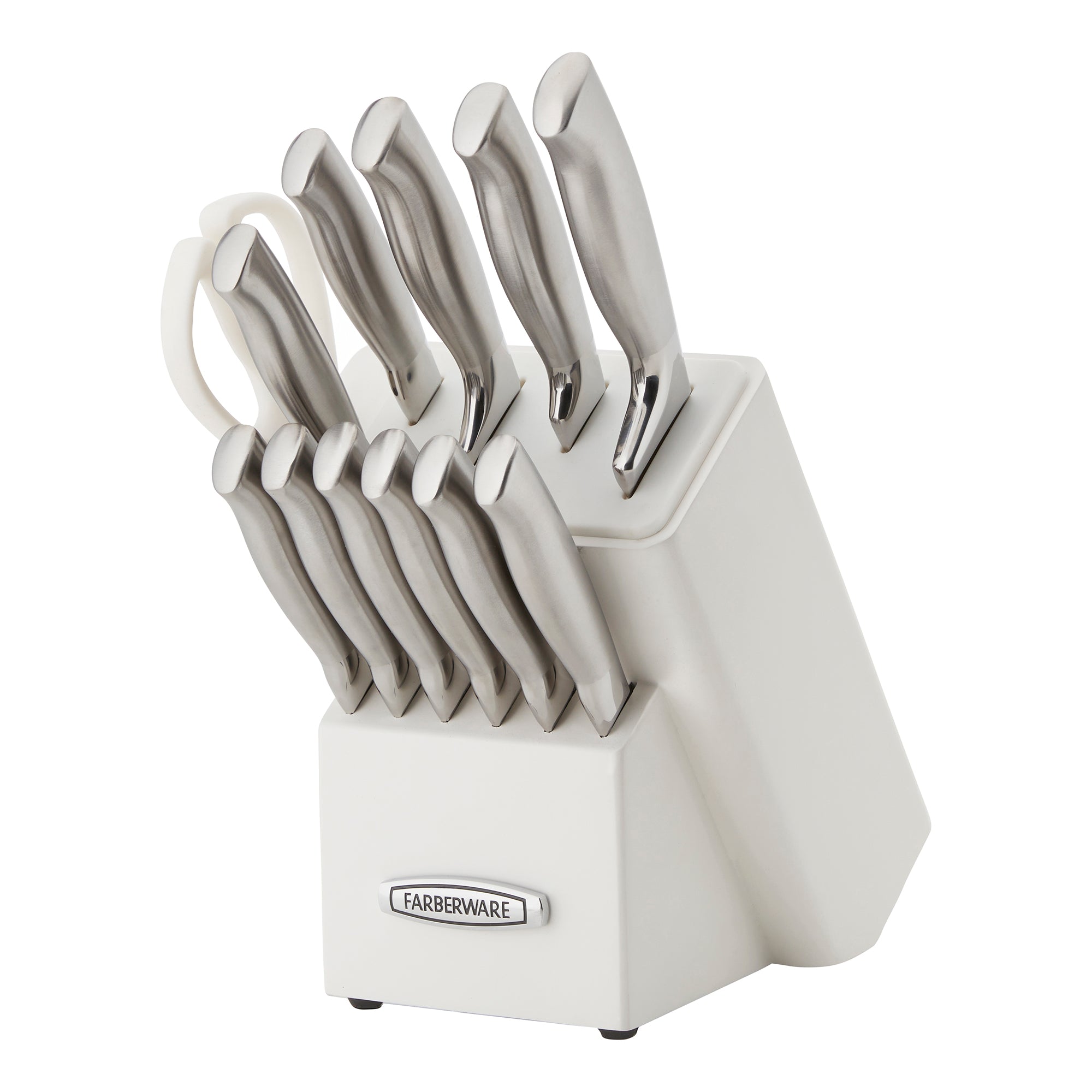 Farberware Self-Sharpening 13-Piece Knife Block Set with EdgeKeeper Technology, High Carbon-Stainless Steel Kitchen Knives, Razor-Sharp Knife Set with Wood Block, Black