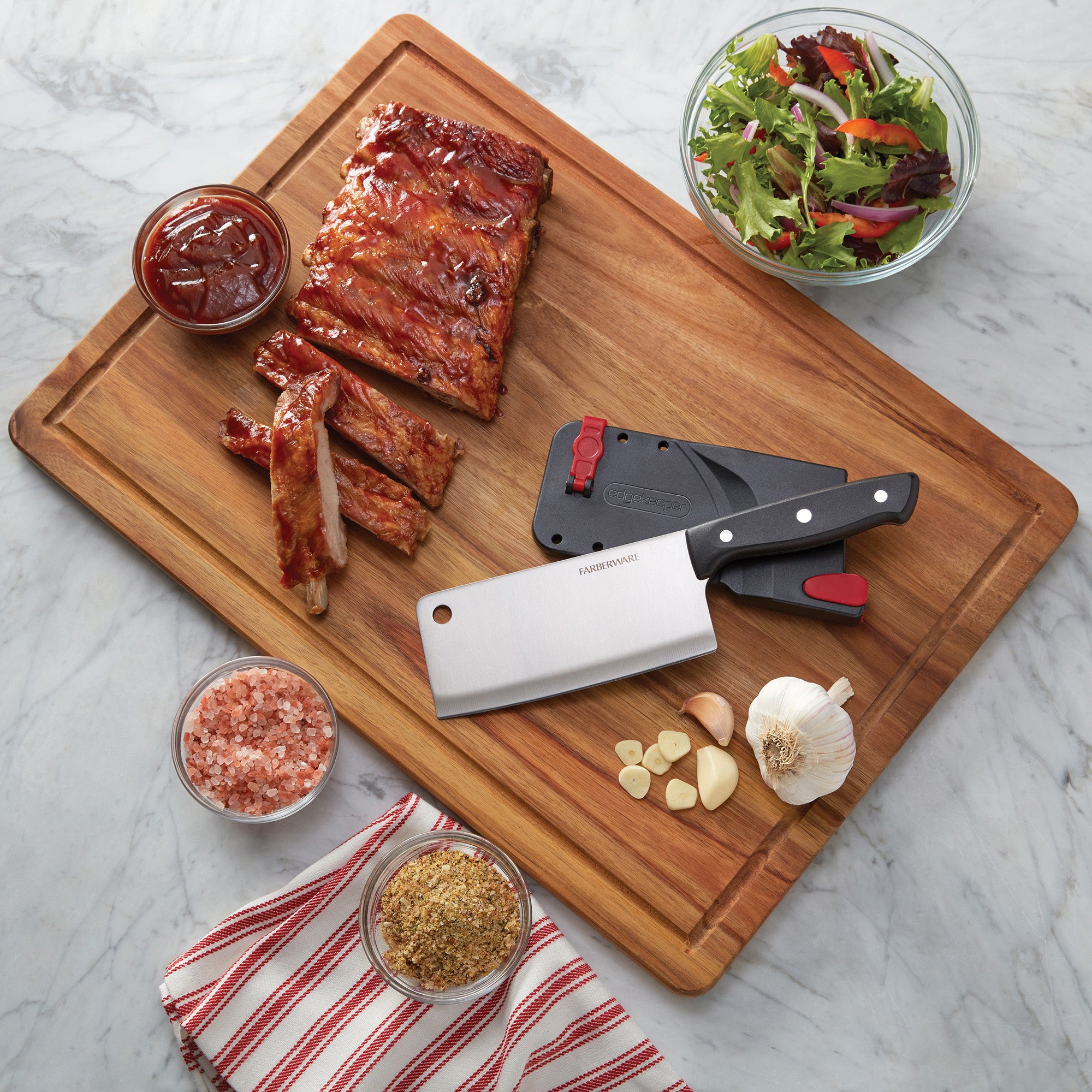 Farberware Edgekeeper Self-Sharpening Triple Riveted Cleaver Knife, 6-Inch, Black
