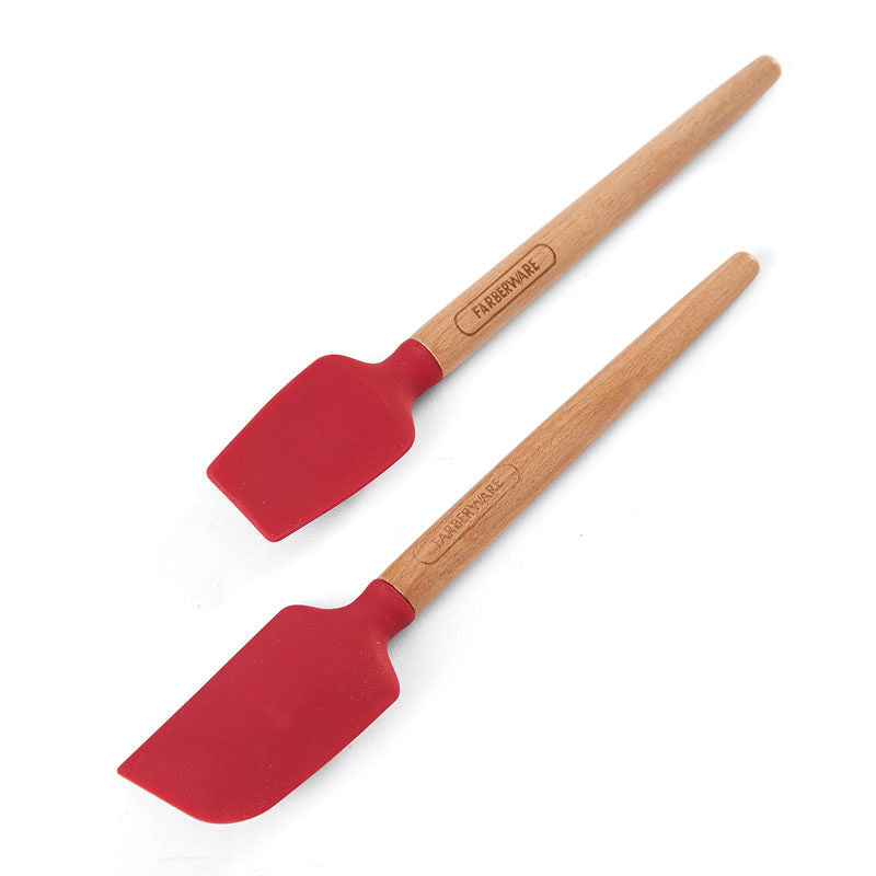 Pro Series Silicone Spatula with  Wood Handle, 2-Piece