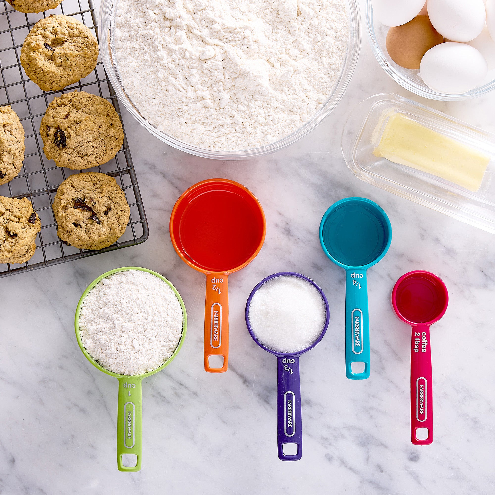 Farberware Professional Plastic Measuring Cups with Coffee Spoon, Set of 5