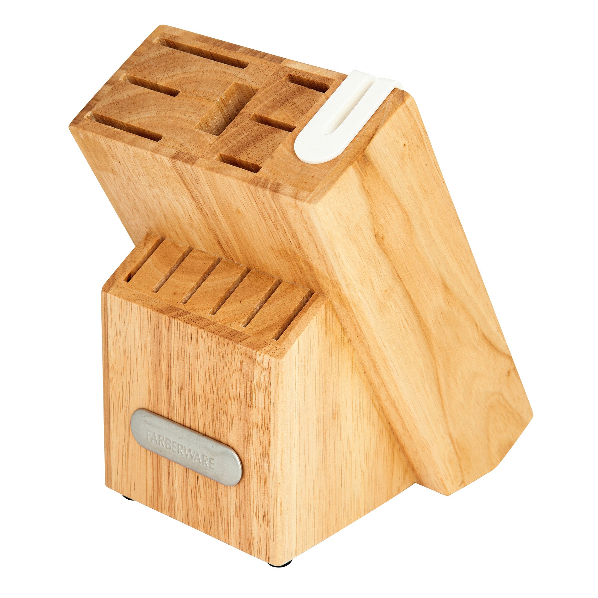 Farberware Edgekeeper Triple Riveted Knife Block Set with Built in Sharpener, 14-Piece, White