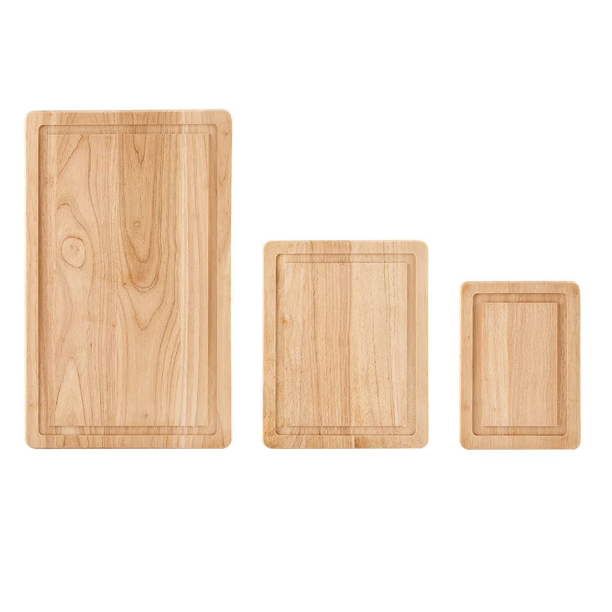 Rubberwood Cutting Board Set with Trench