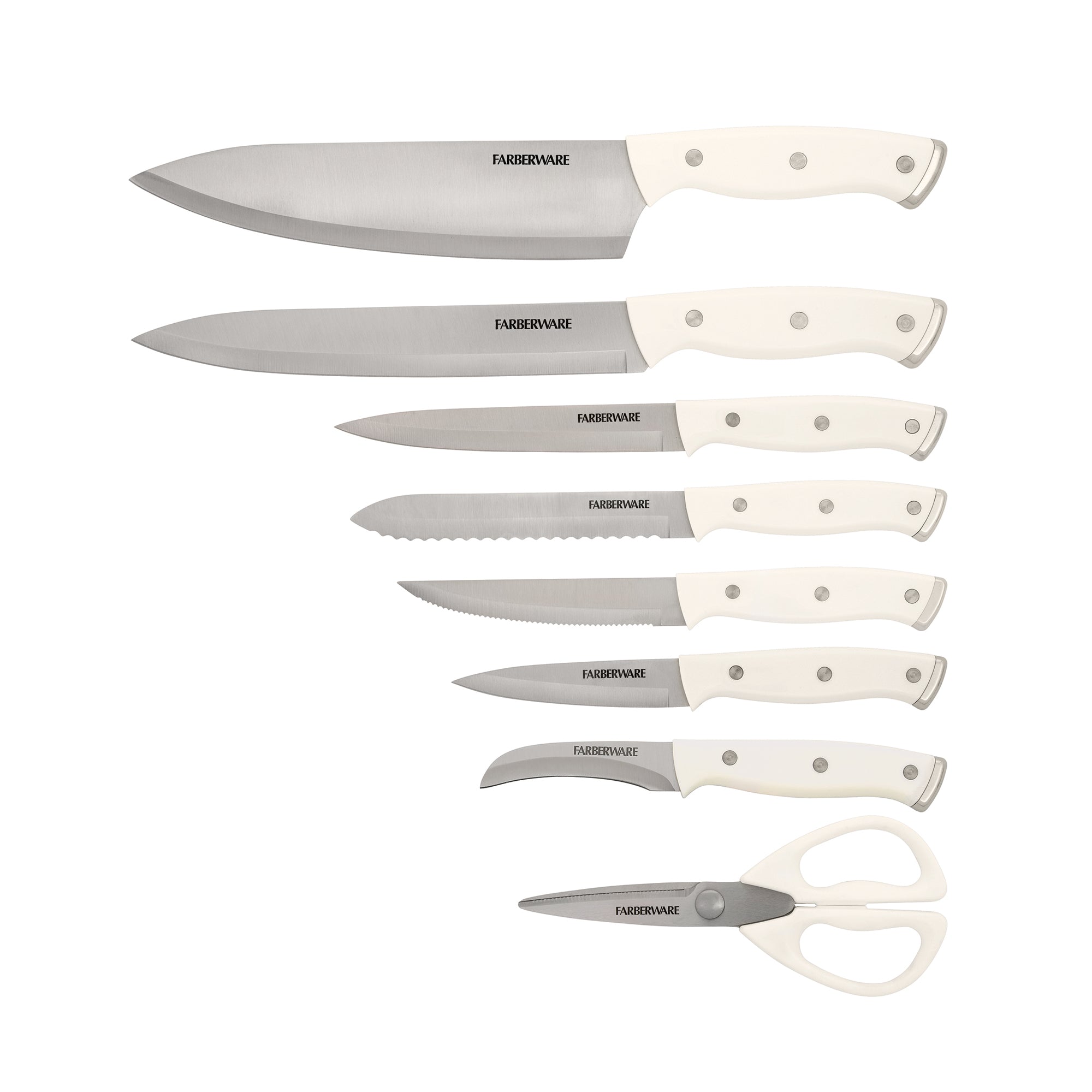 EdgeKeeper White Knife Set with Slim Acacia Block, 14-Piece