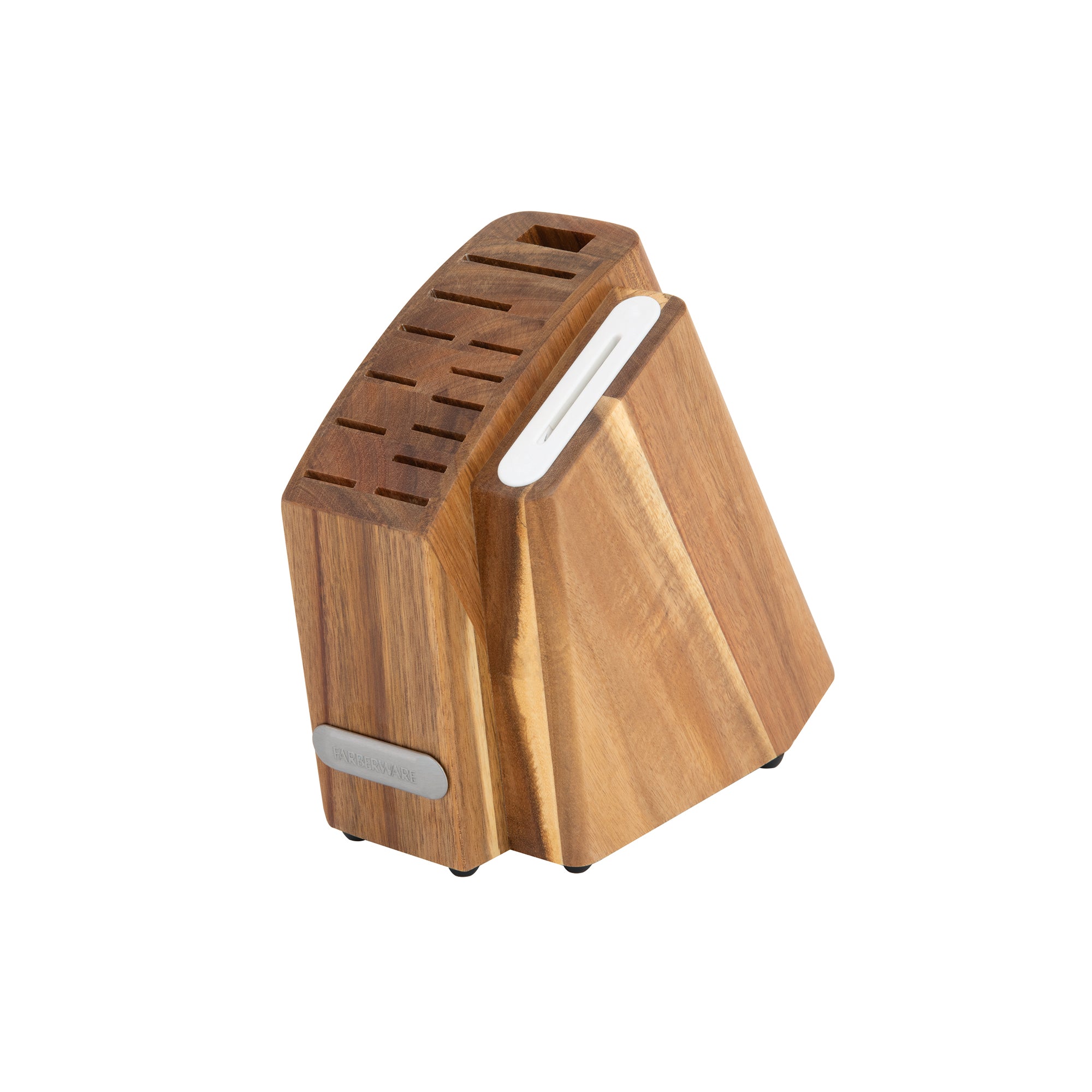 EdgeKeeper White Knife Set with Slim Acacia Block, 14-Piece