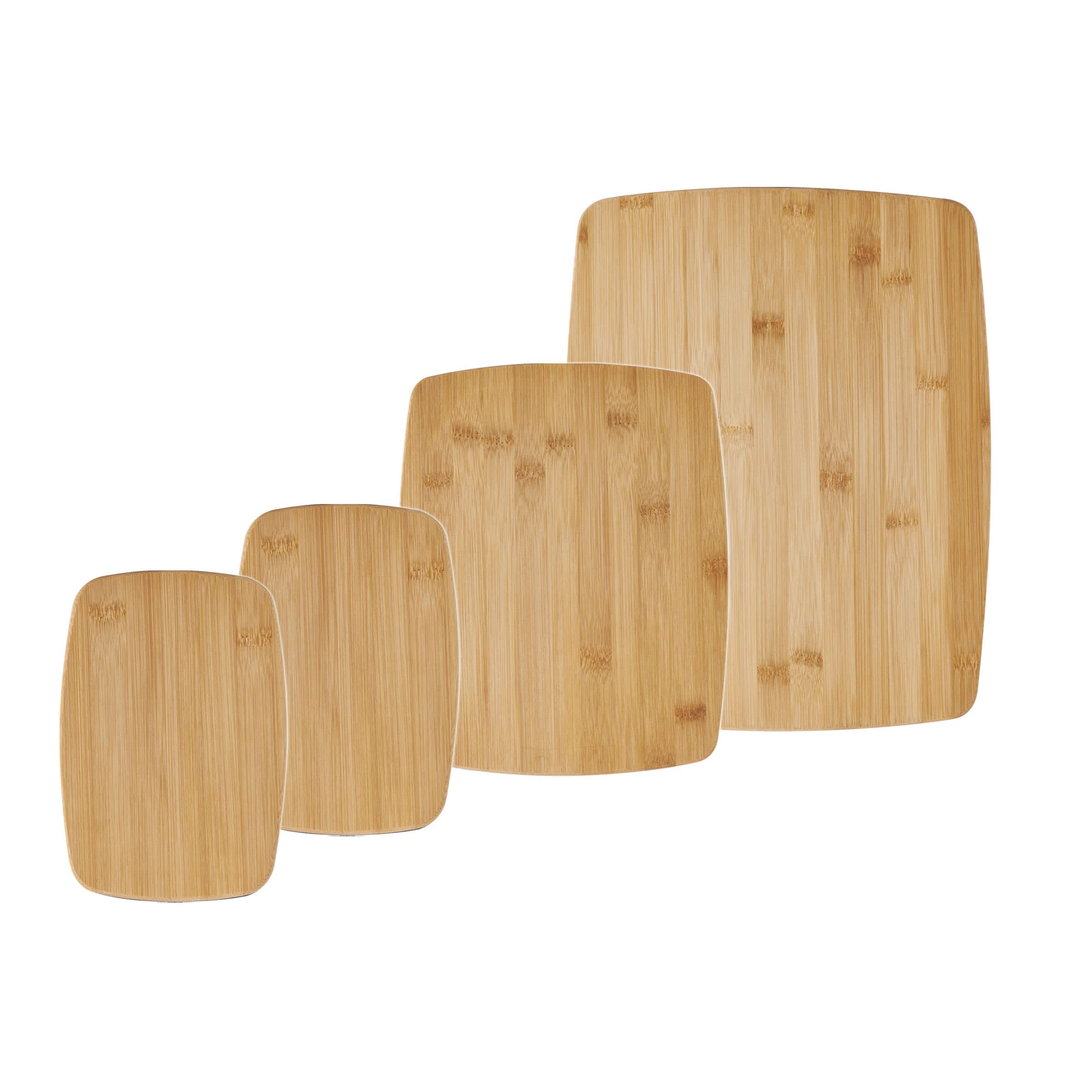 Reversible Bamboo Cutting and Charcuterie Board Set, 4-Piece Set