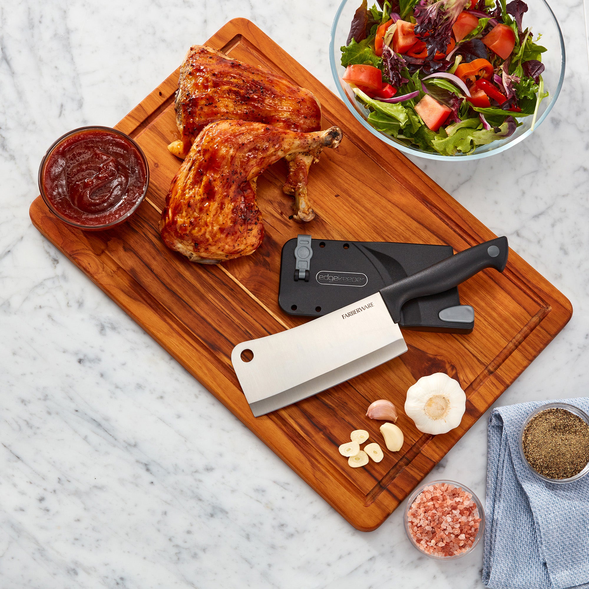 Farberware Edgekeeper 6-Inch Cleaver Knife with Self-Sharpening Blade Cover, High Carbon-Stainless Steel Kitchen Knife with Ergonomic Handle, Razor-Sharp Knife, Black