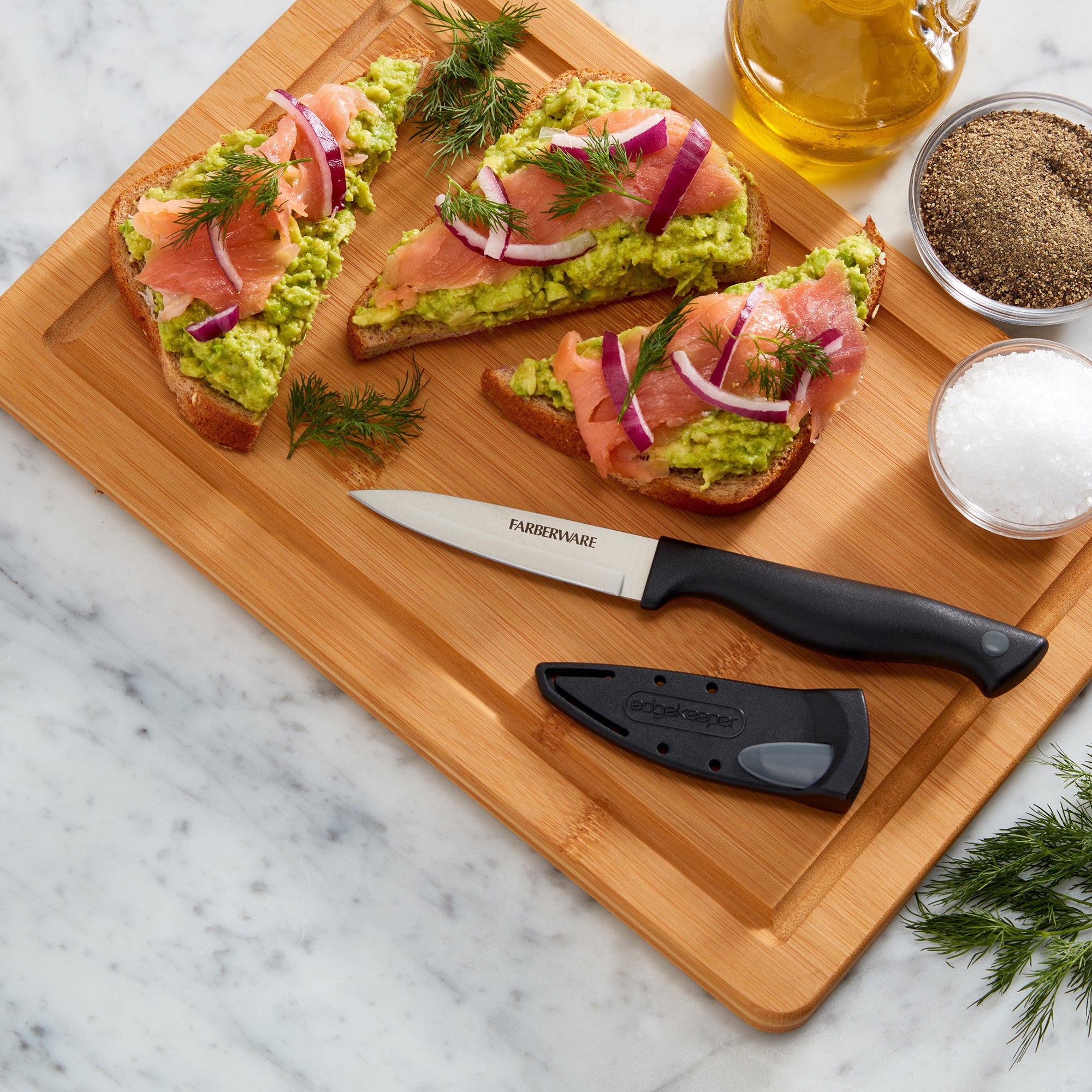 Farberware Edgekeeper 3.5-Inch Paring Knife with Self-Sharpening Blade Cover, High Carbon-Stainless Steel Kitchen Knife with Ergonomic Handle, Razor-Sharp Knife, Black