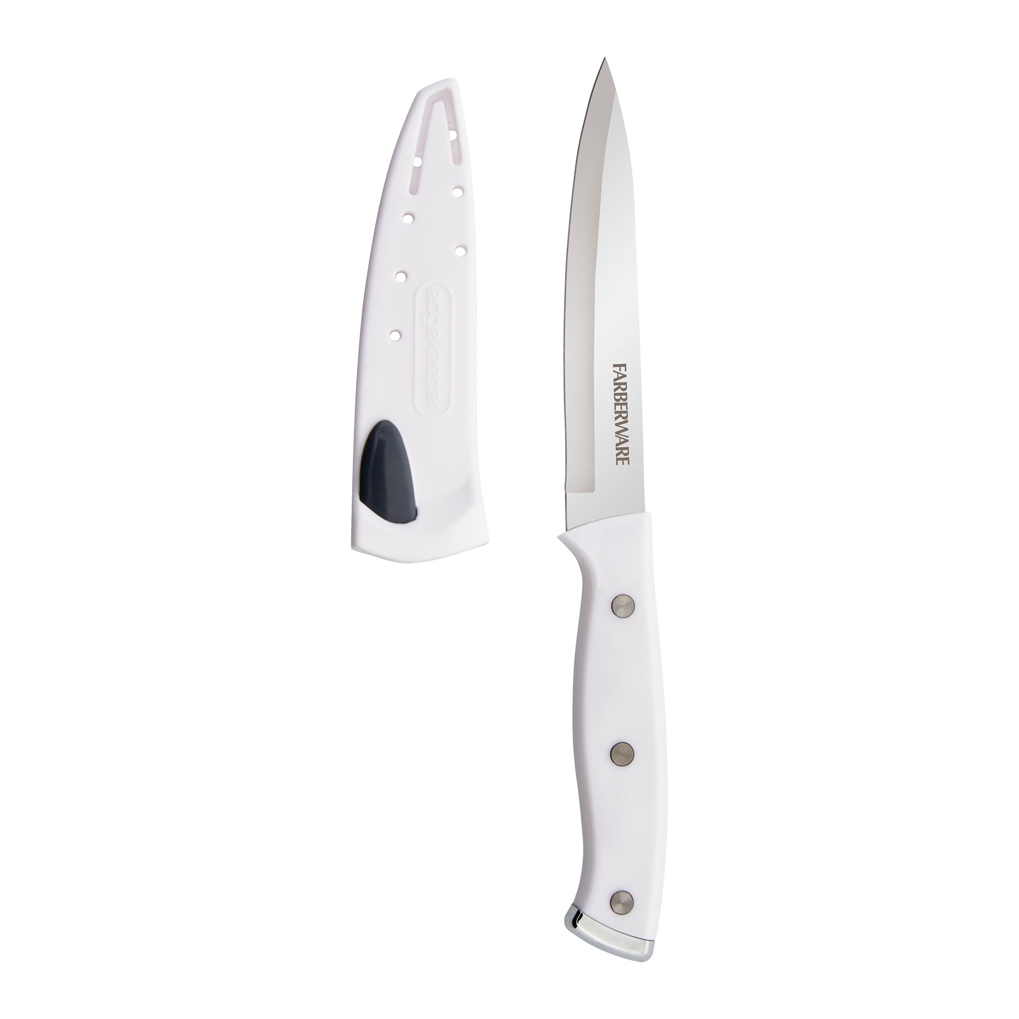 Farberware Edgekeeper Triple Riveted Fine-Edge Utility Self-Sharpening Blade Cover, High Carbon-Stainless Steel Kitchen Ergonomic Handle, Razor-Sharp Knife, 4.5 Inch, White