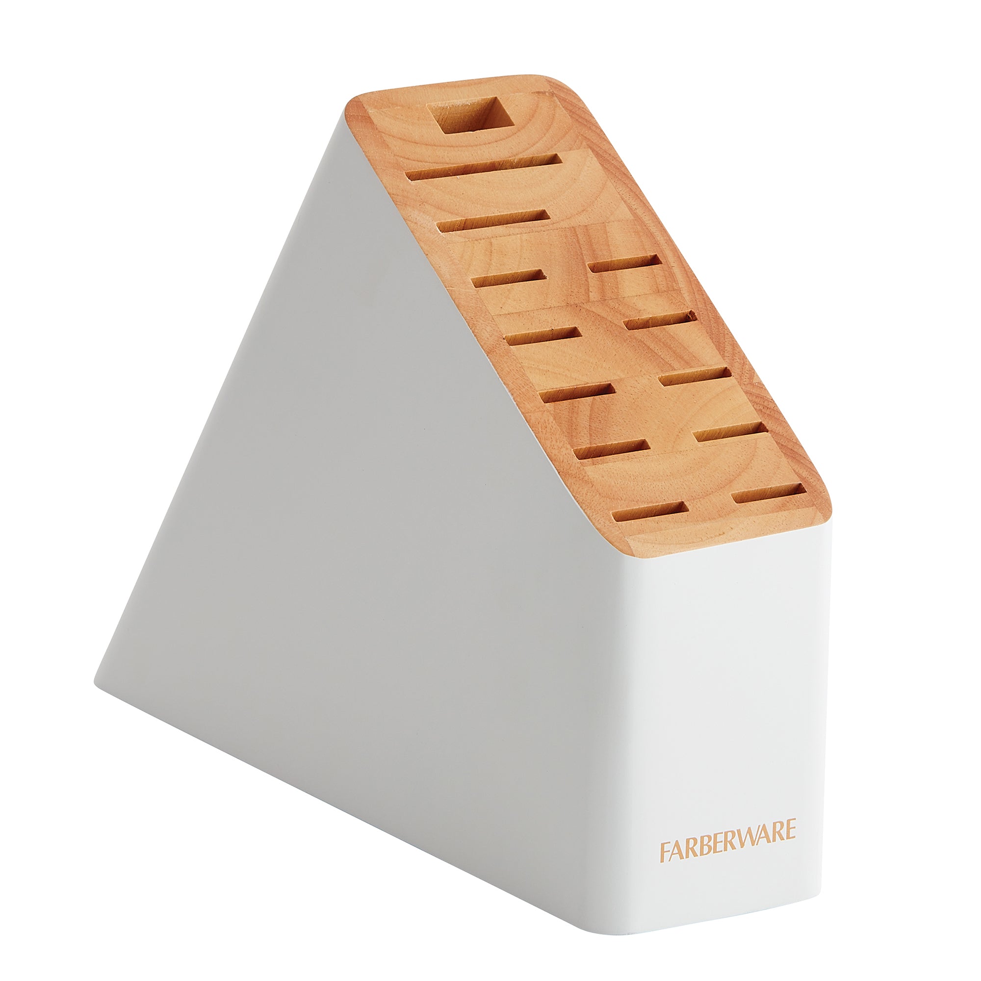 Farberware Triple Riveted Knife Block Set, 14-Piece, White and Gold